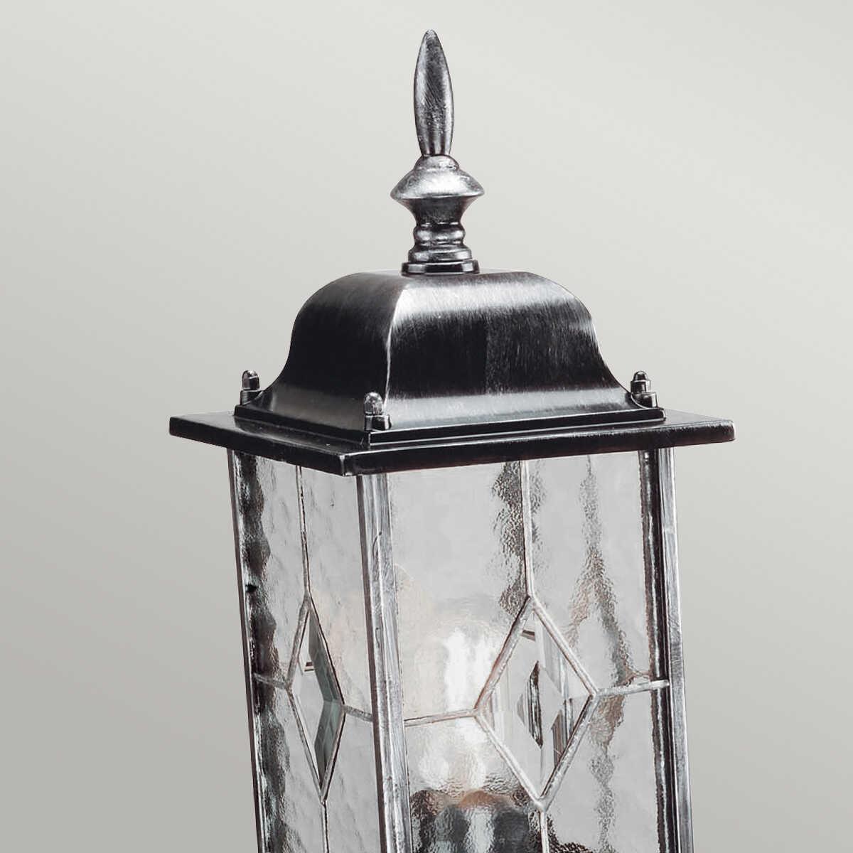 elstead wexford black finish outdoor pedestal lantern Detailed Close Up
