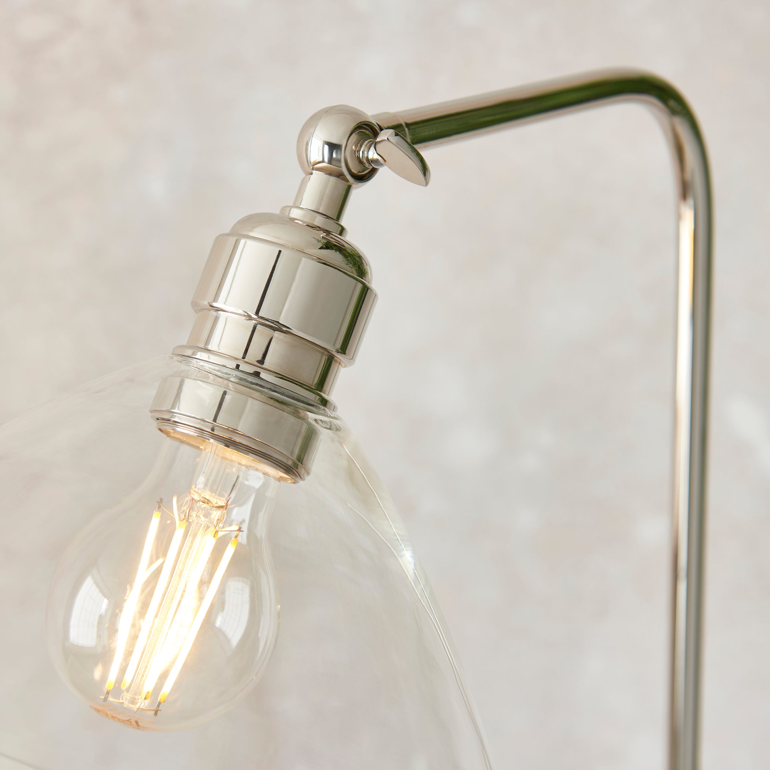 Island Nickel & Clear Glass Art Deco Floor Lamp