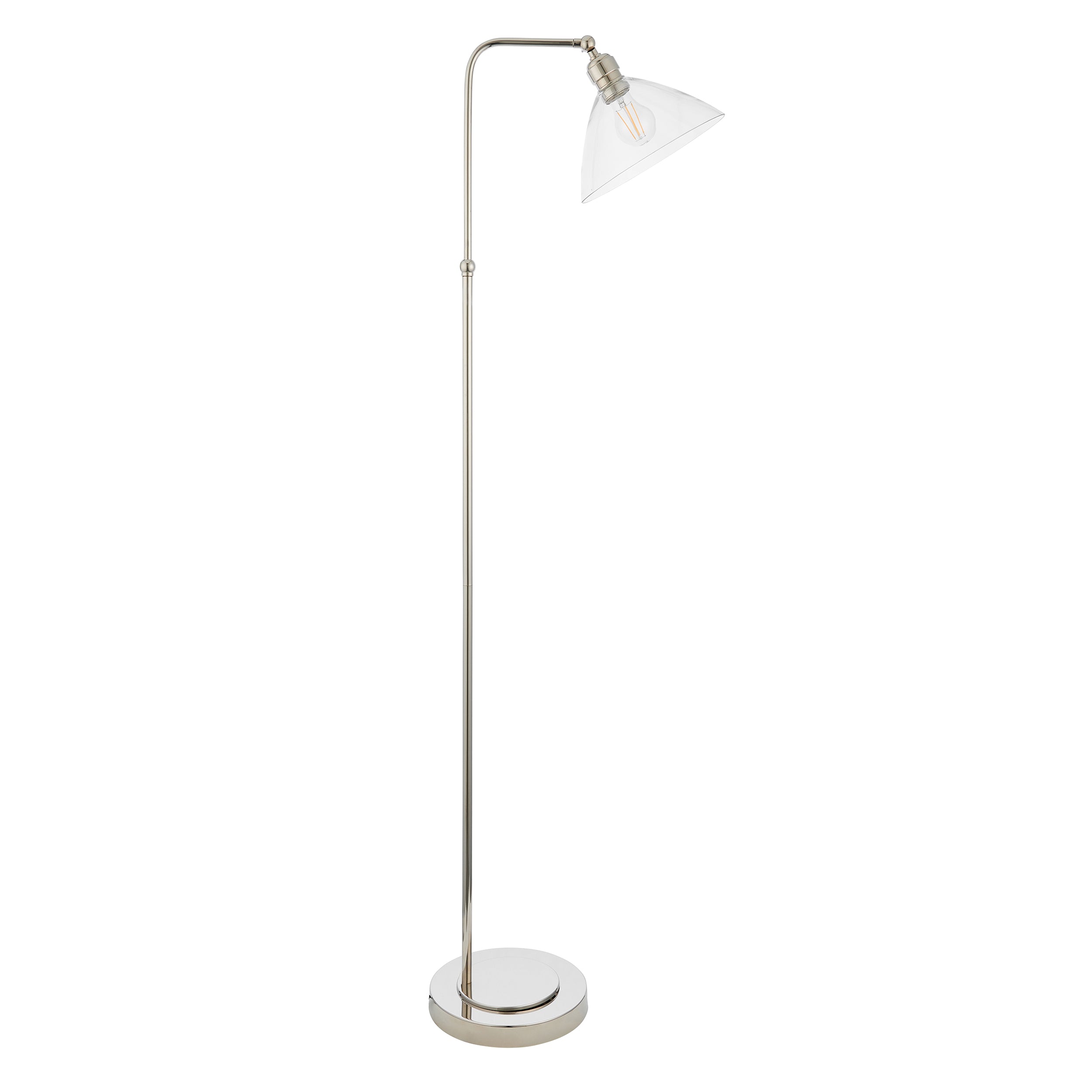 Island Nickel & Clear Glass Art Deco Floor Lamp