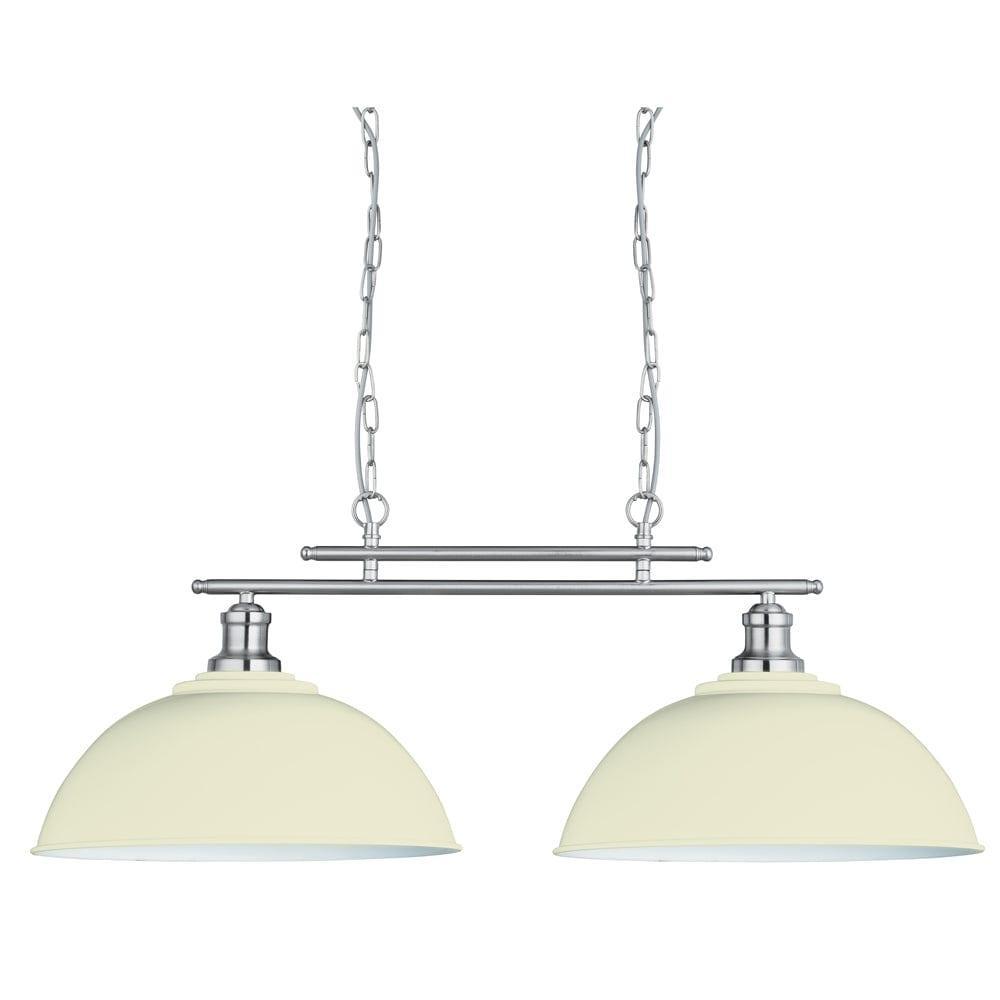 Fusion 2 Light Satin Silver Ceiling Bar & Cream Shades-OPEN-BOX-01-04-26