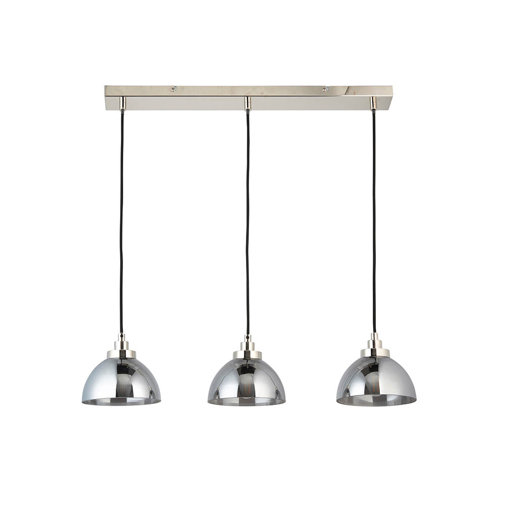 Caspa 3 Light Nickel Linear Pendant - Mirror Glass Shades