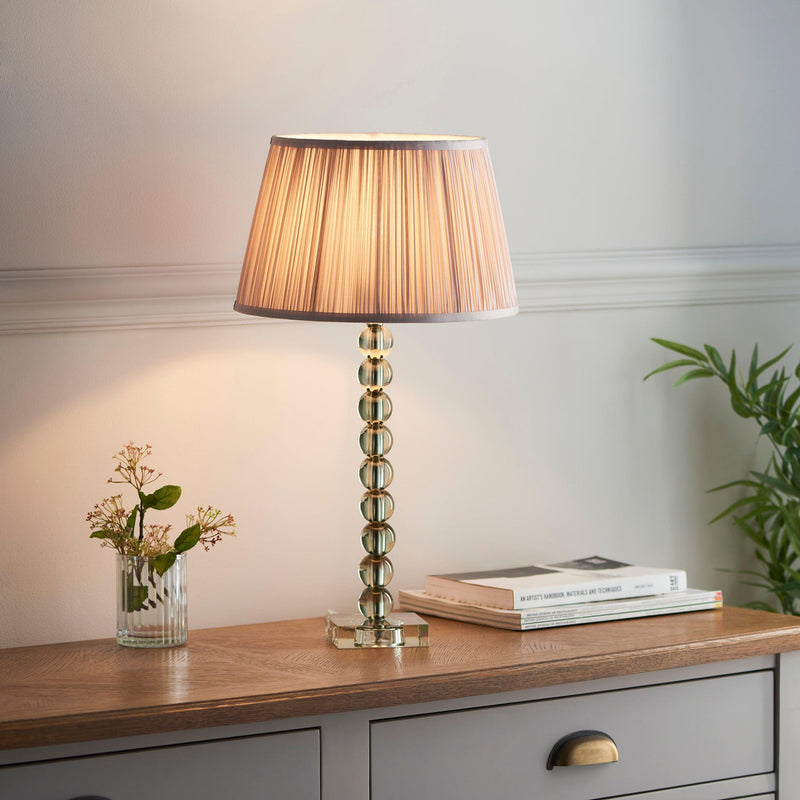 Endon Adelie Green Crystal Glass Table Lamp With Pink Shade_lifestyle