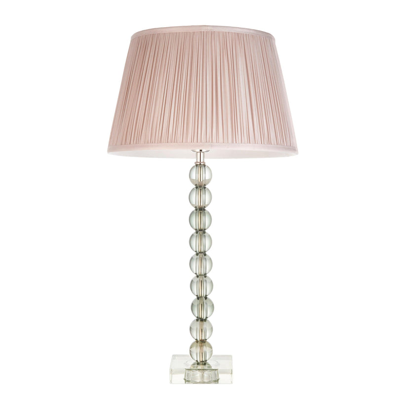 Endon Adelie Green Crystal Glass Table Lamp With Pink Shade not lit