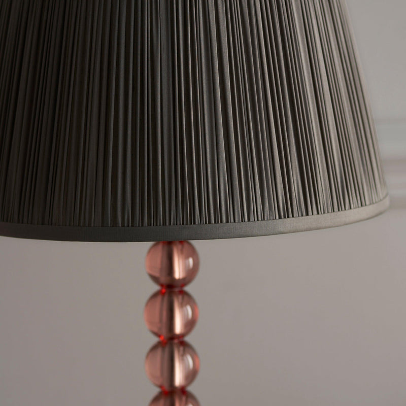 Adelie Pink Crystal Glass Table Lamp - Freya Charcoal Shade