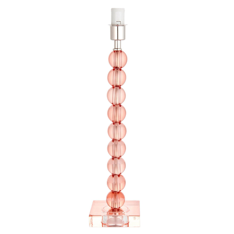 Adelie Blush Tinted Crystal Glass Table Lamp With Grey Shade