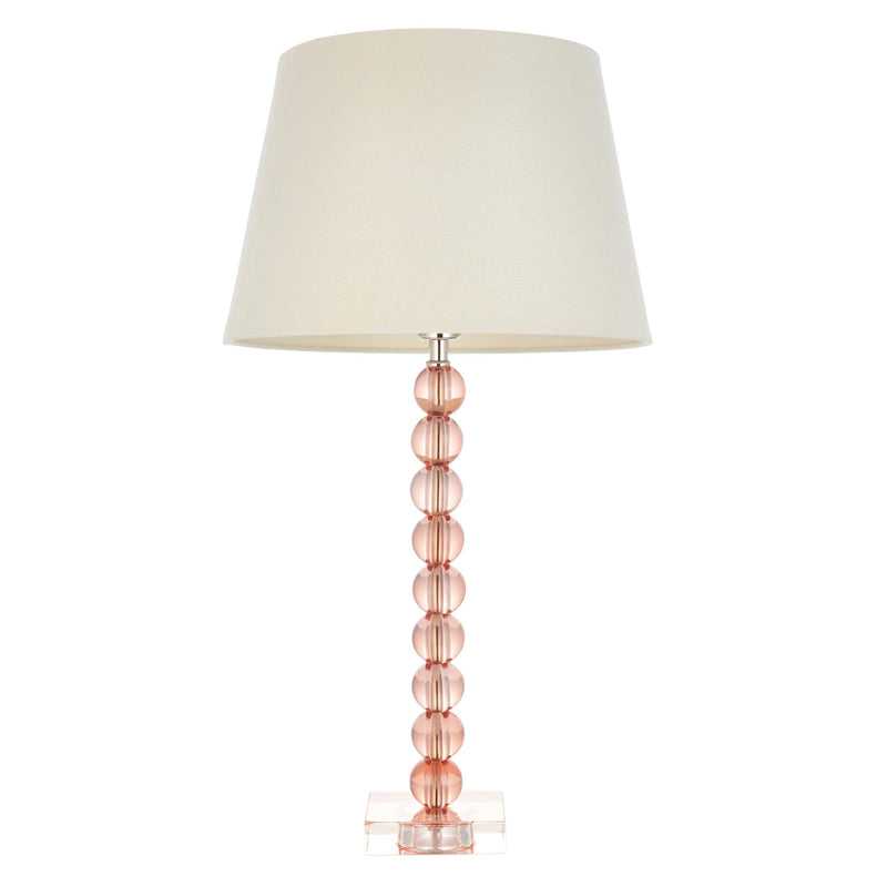 Adelie Blush Tinted Crystal Glass Table Lamp - Ivory Shade