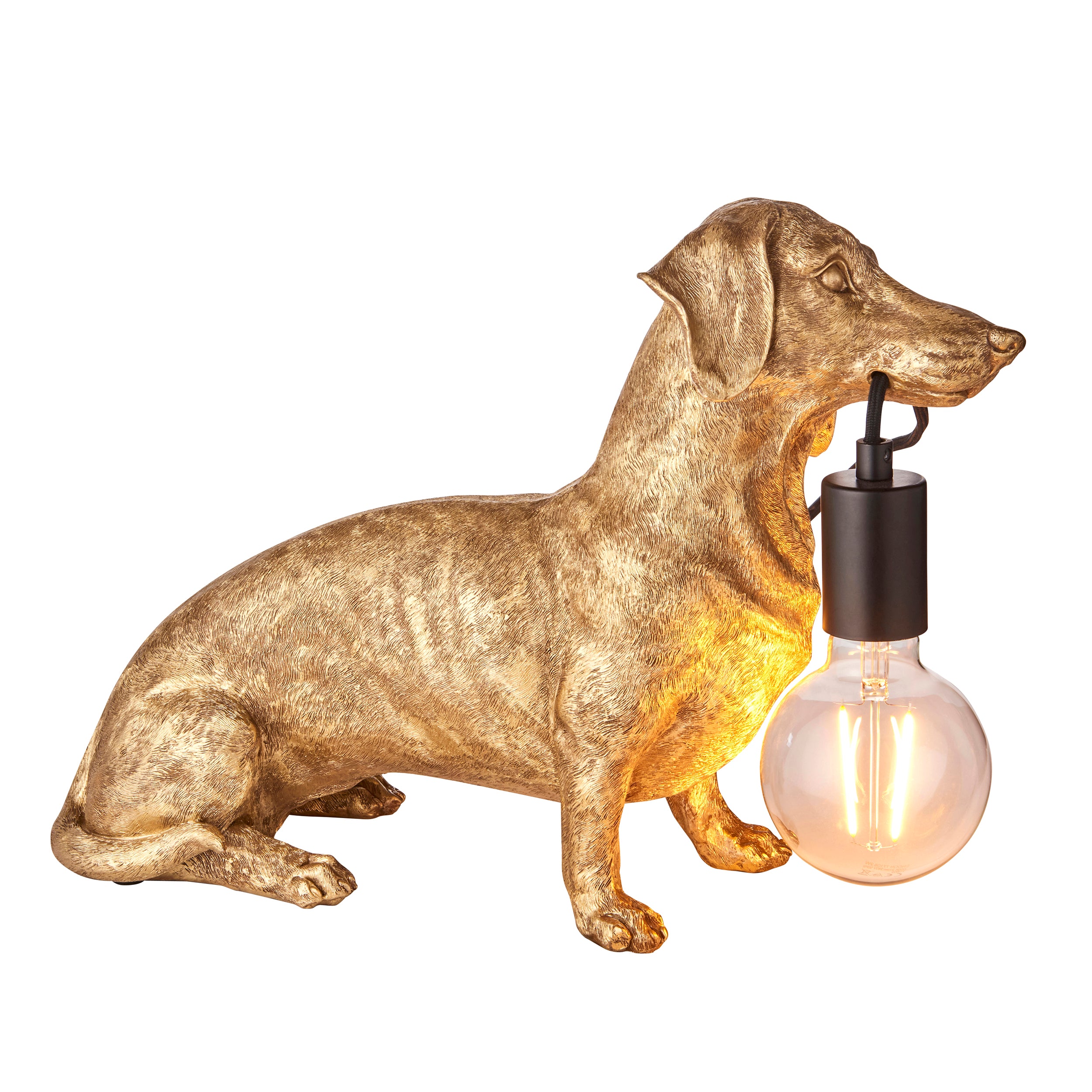 Dachshund Gold Dog Table Lamp 101187 by Endon Lighting