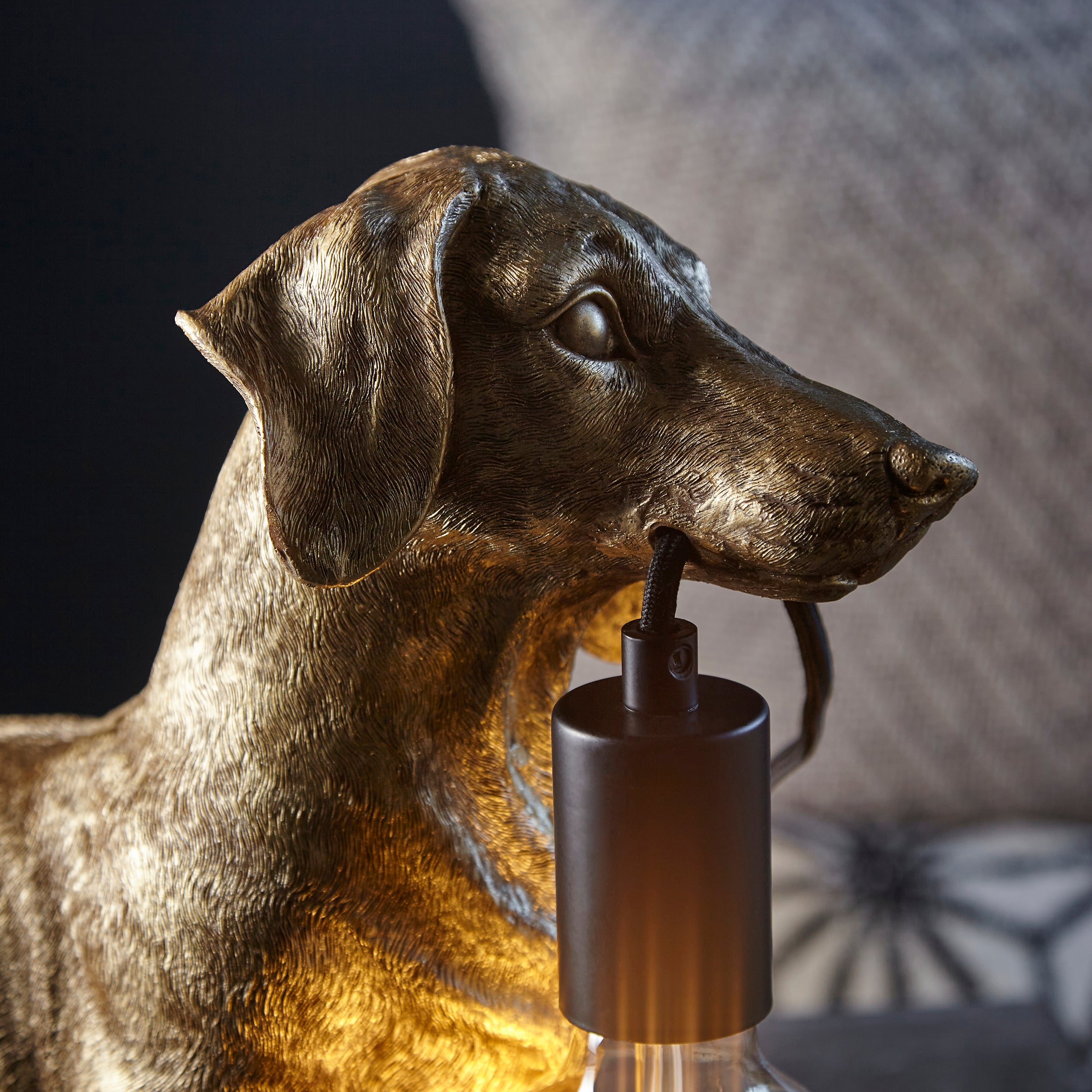 Dachshund Gold Dog Table Lamp
