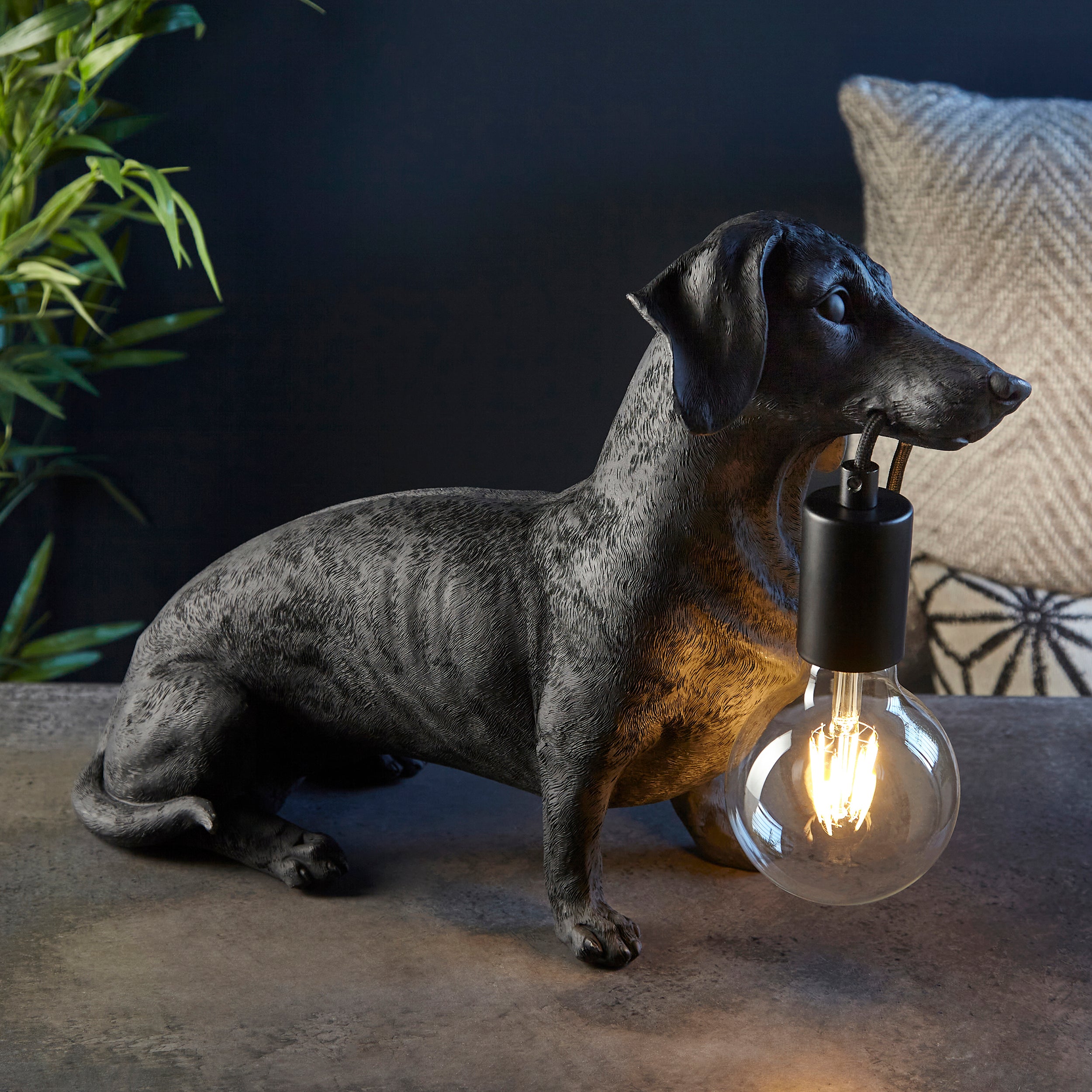 Dachshund Black Dog Table Lamp