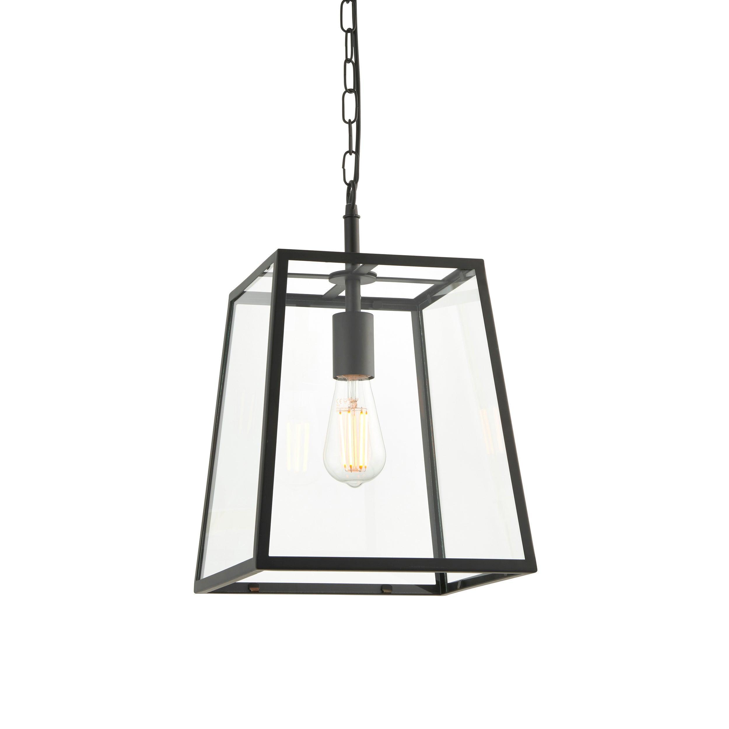 Hurst 1 Light Black Framed Clear Glass Ceiling Pendant-OPEN-BOX-50-040626