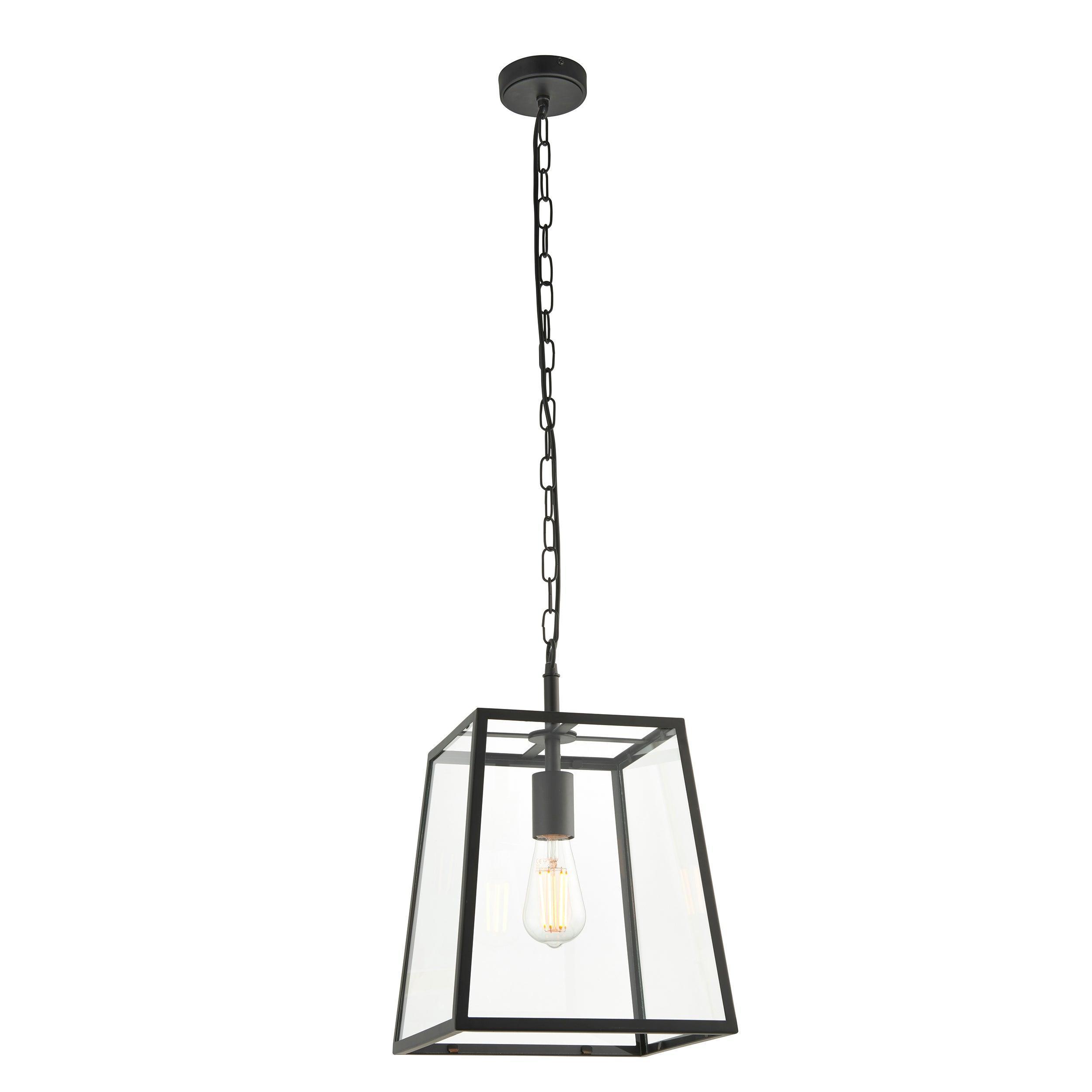 Hurst 1 Light Black Framed Clear Glass Ceiling Pendant-OPEN-BOX-50-040626