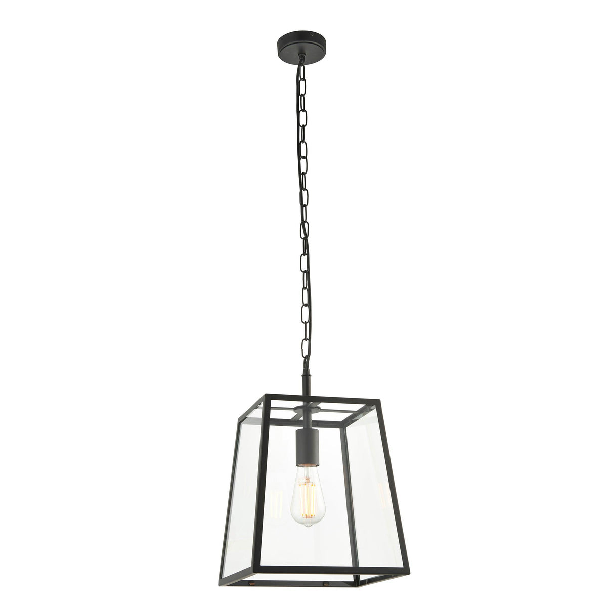 Hurst 1 Light Black Framed Clear Glass Ceiling Pendant-warehouse-180926