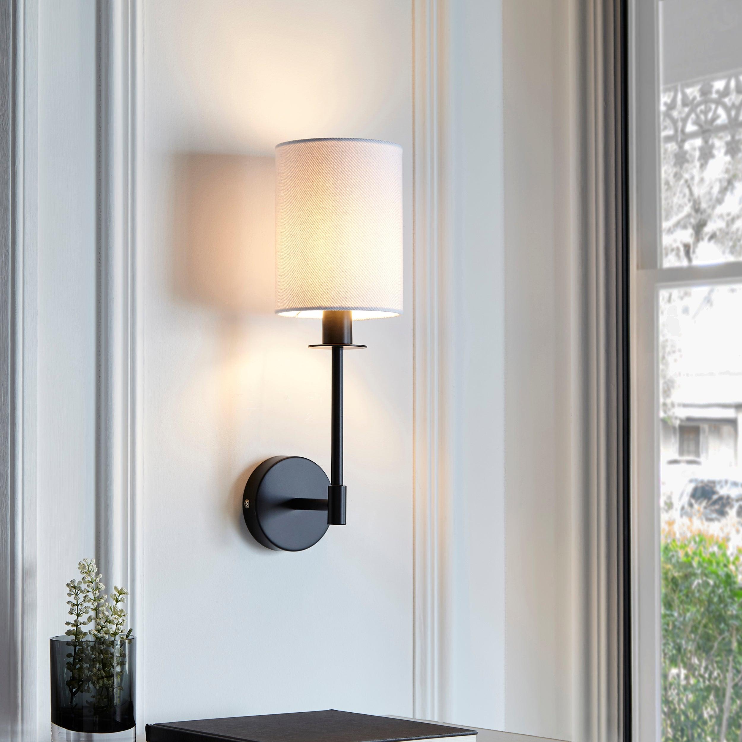 Sancerre Black Wall Light White Shade