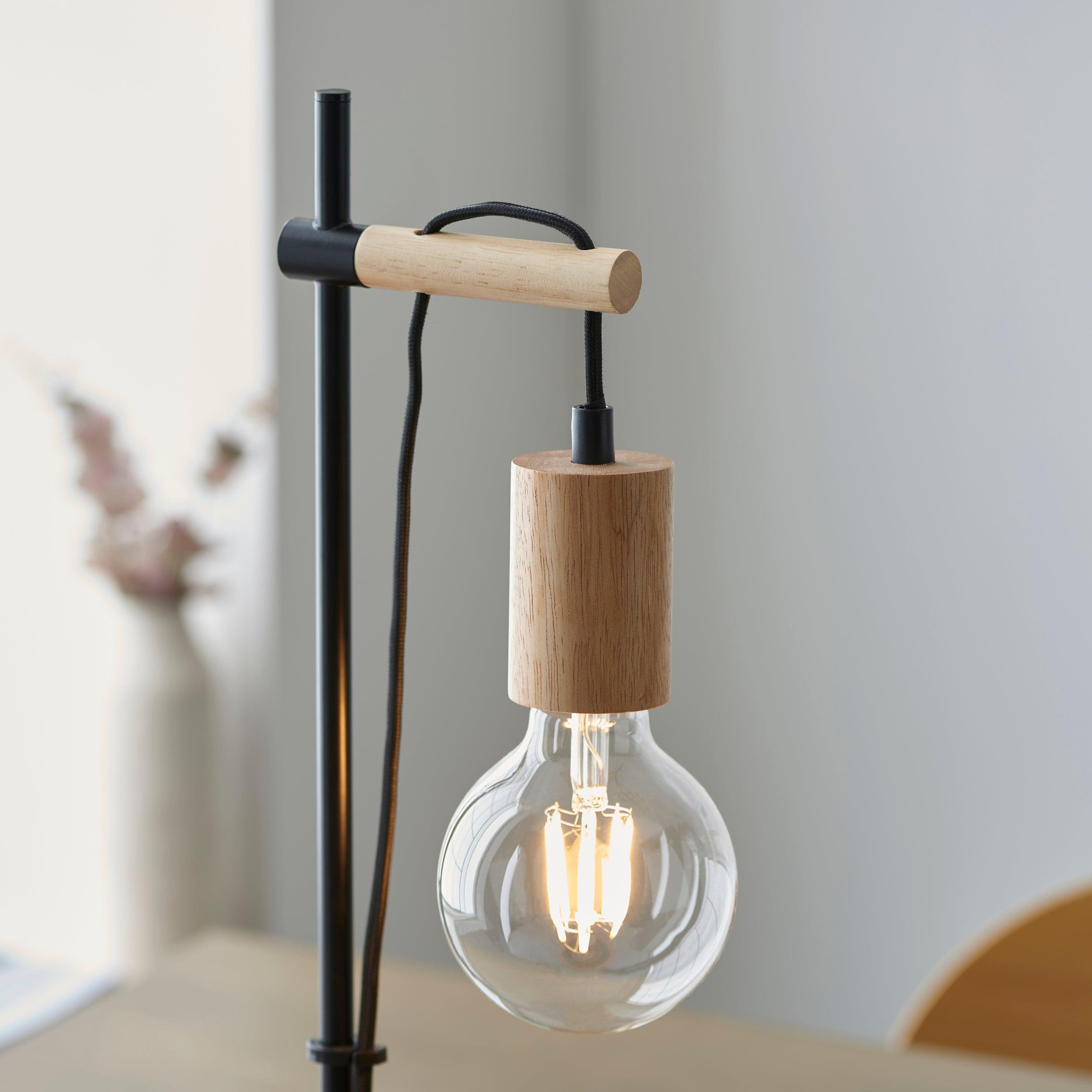 Sven Black Metal & Wood Table Lamp-OPEN-BOX