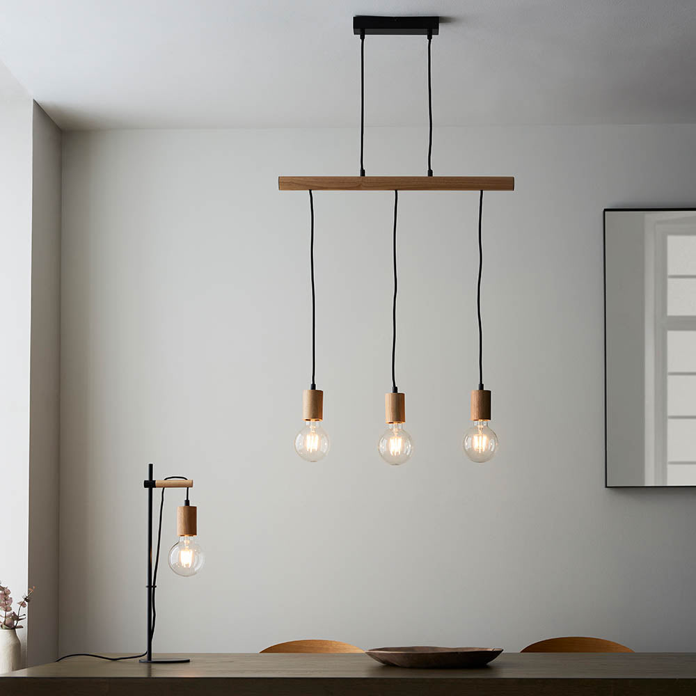 Sven 3 Light Wooden Linear Pendant