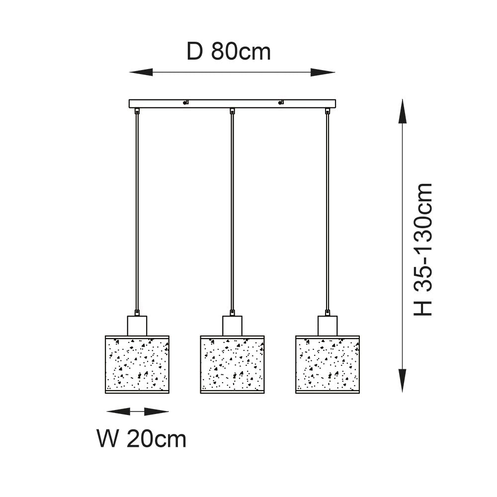 Durban 3 Light Linear Black & Wood Pendant - Linen Shades