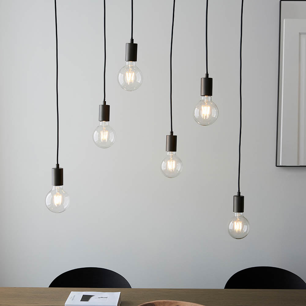 Stellan 6 Light Wood & Anthracite Linear Pendant