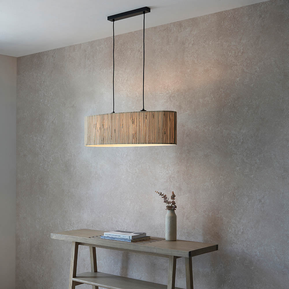 Longshore 2 Light Natural Seagrass Linear Pendant