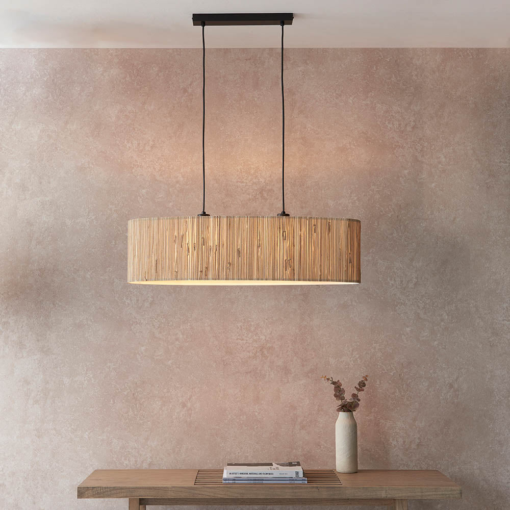 Longshore 2 Light Natural Seagrass Linear Pendant