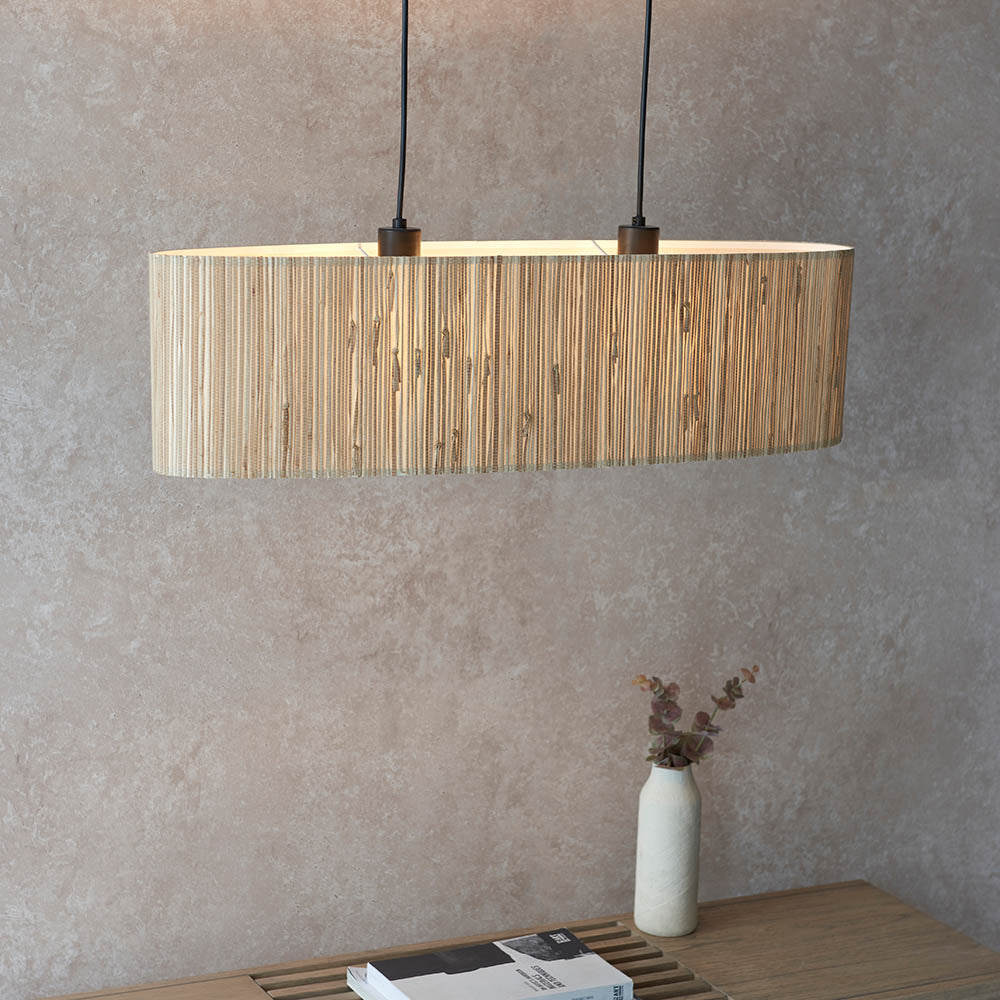 Longshore 2 Light Natural Seagrass Linear Pendant