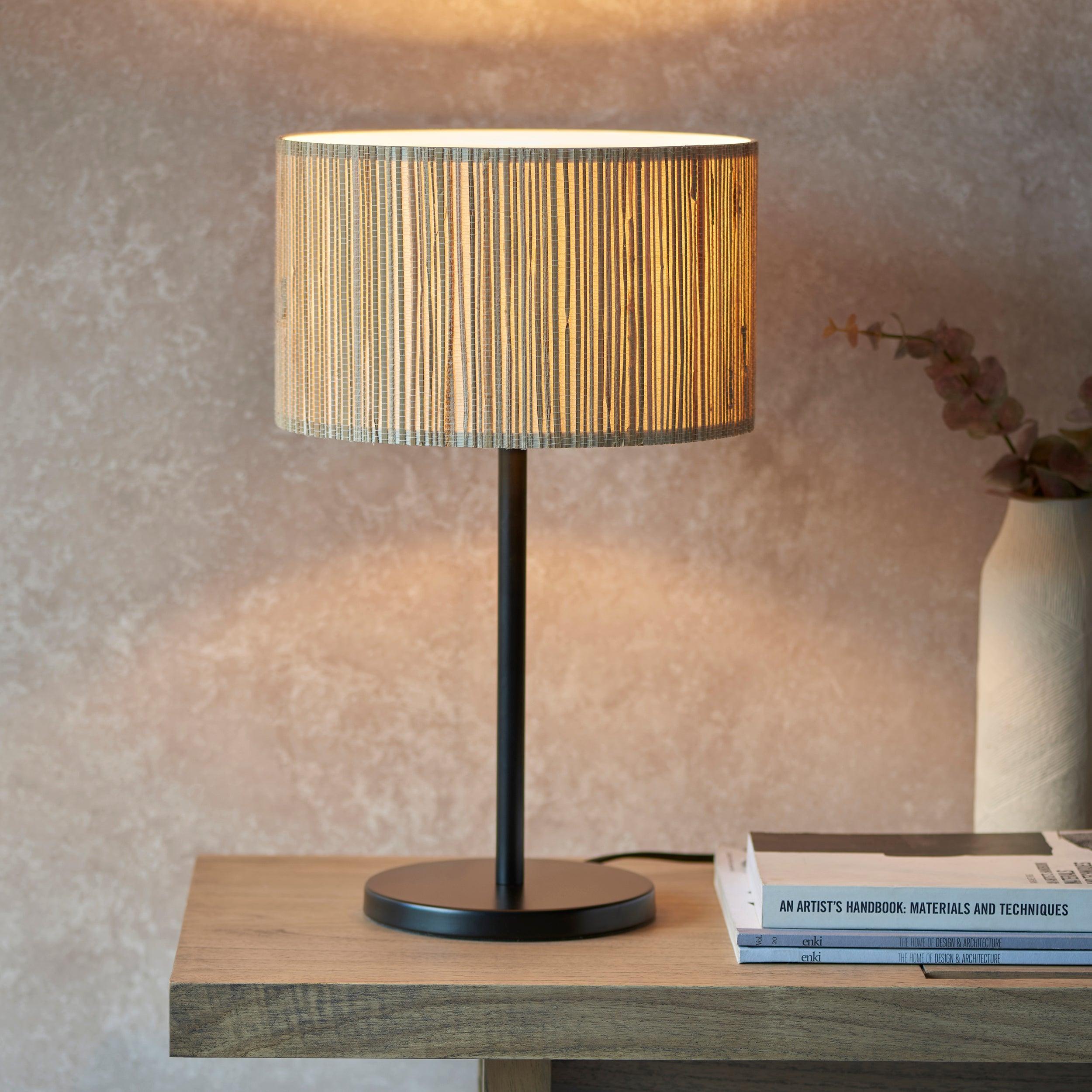 Longshore 1 Light Black Table Lamp With Seagrass Shade-OPEN-BOX-50-040626