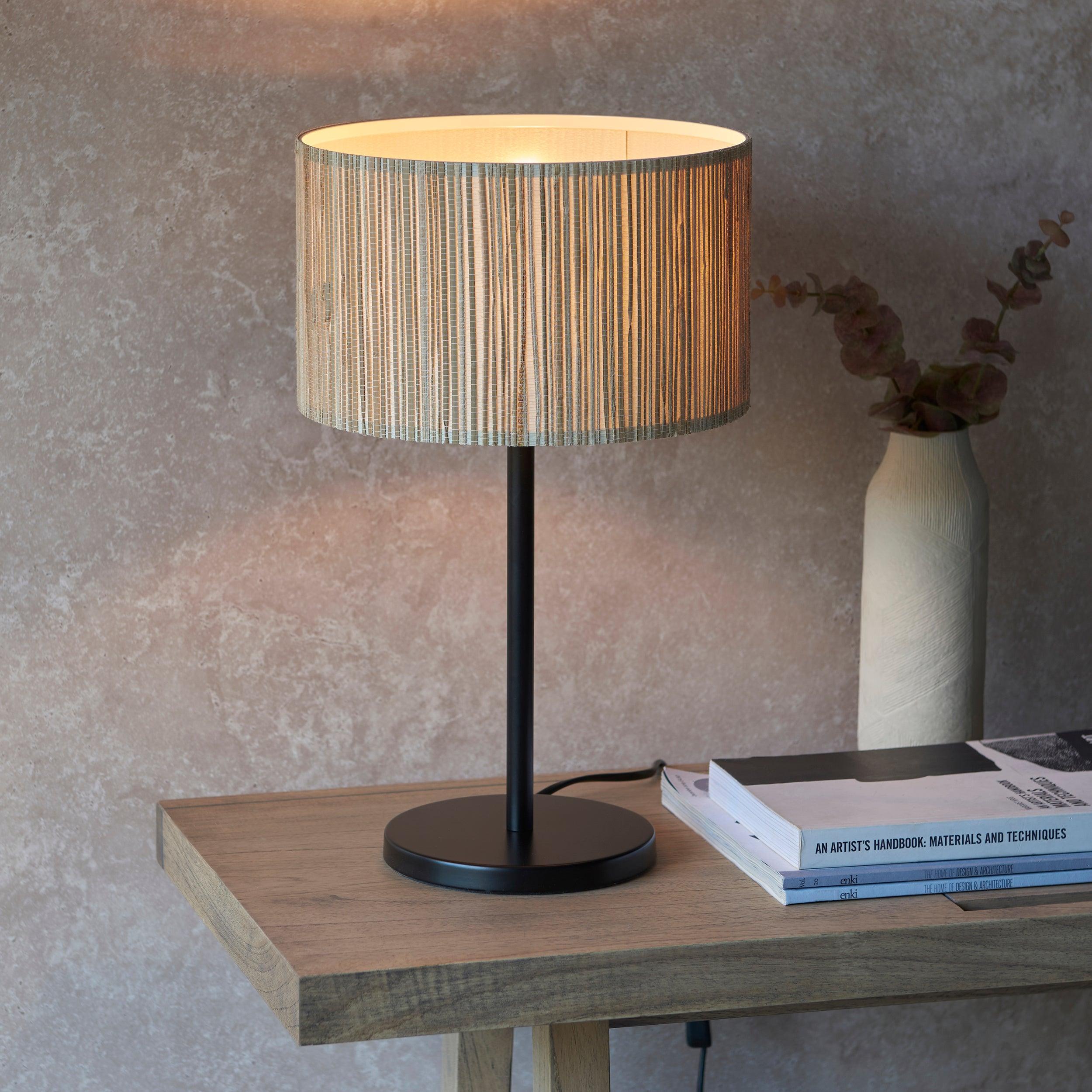 Longshore 1 Light Black Table Lamp With Seagrass Shade-OPEN-BOX-50-040626