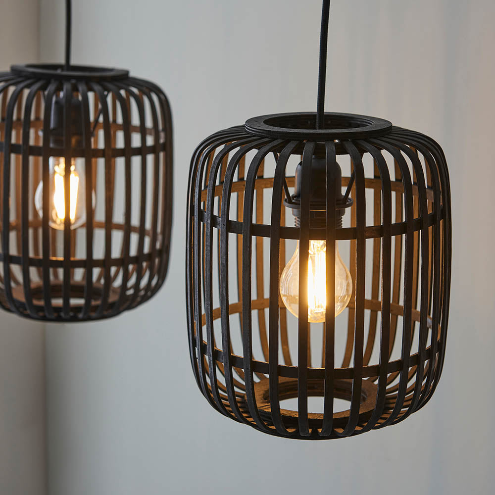 Mathias Black Bamboo 3 Light Linear Pendant
