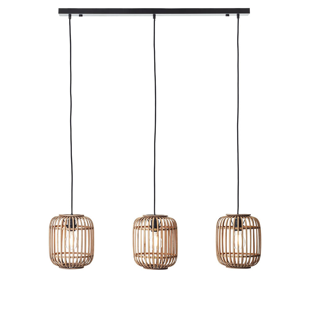Mathias Natural Bamboo 3 Light Linear Pendant 101775 by Endon Lighting