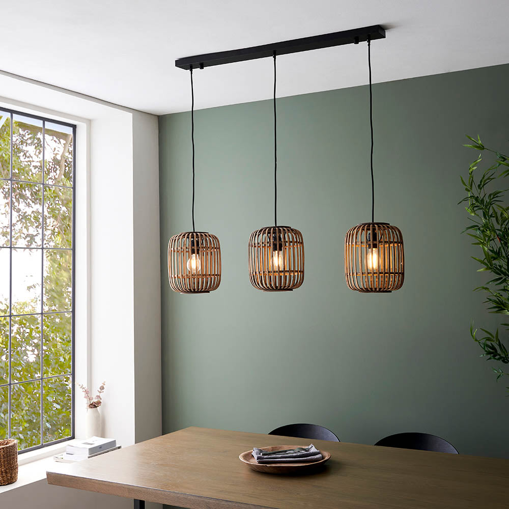 Mathias Natural Bamboo 3 Light Linear Pendant