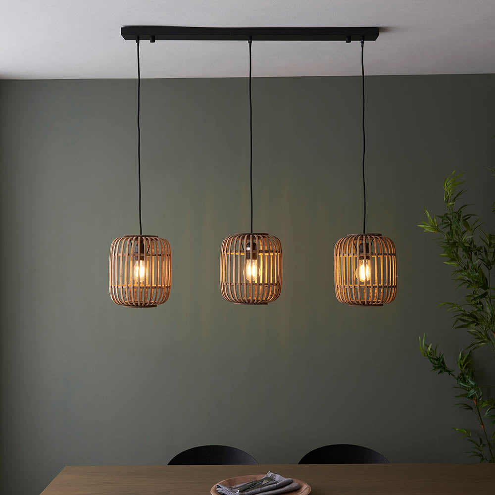Mathias Natural Bamboo 3 Light Linear Pendant