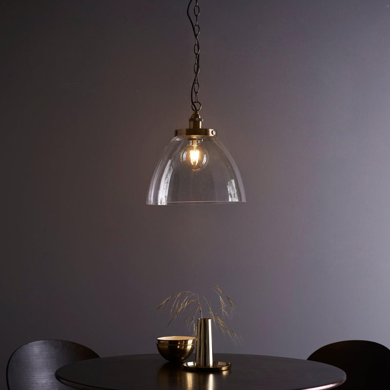 Hansen Grand Brass Pendant Ceiling Light_lifestyle above table