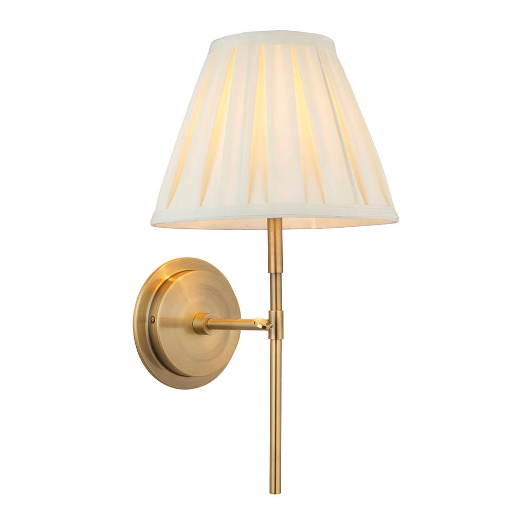 Rennes Brass Wall Light & Cream 10" Carla Shade 103346 by Endon Lighting
