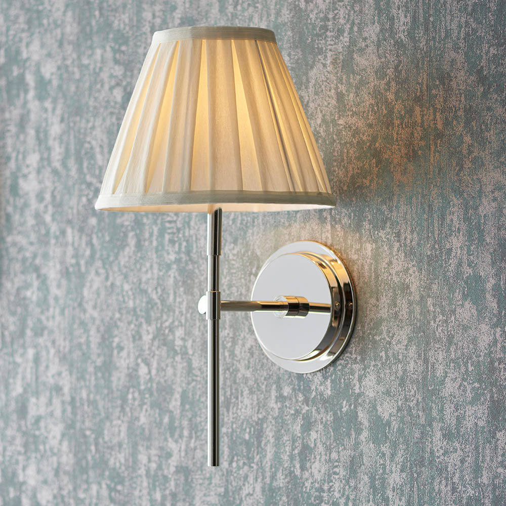 Rennes Nickel Wall Light & Cream 10" Carla Shade