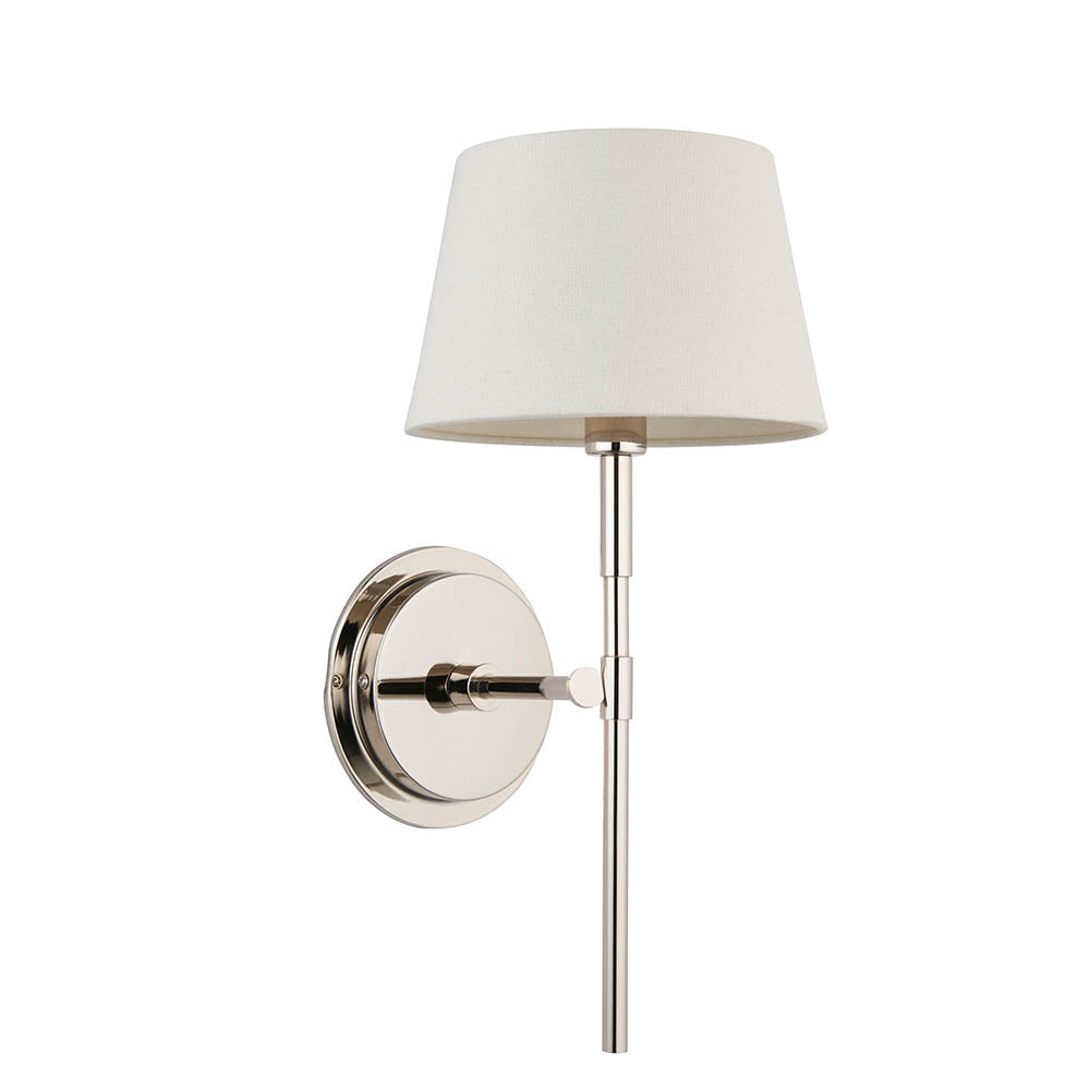Rennes Nickel Wall Light & Ivory 8" Cici Shade