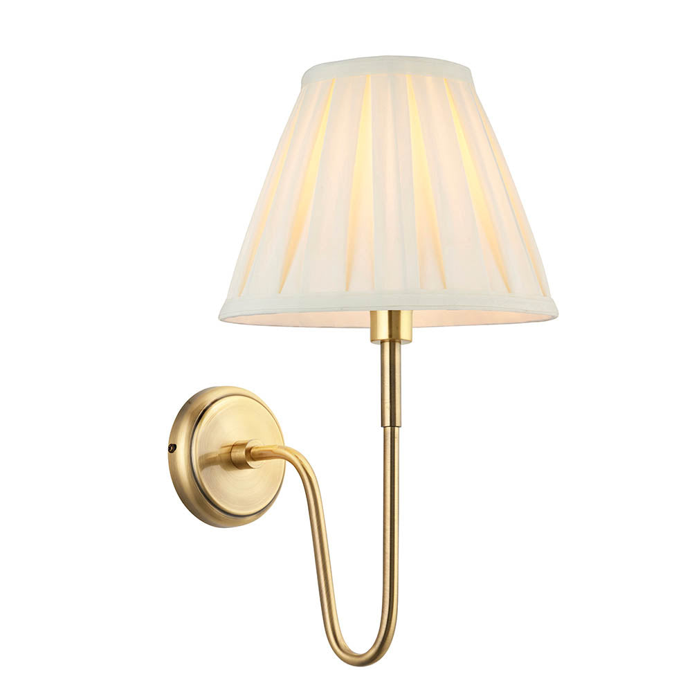 Rouen Brass Wall Light & Carla 10" Ivory Shade 103360 by Endon Lighting