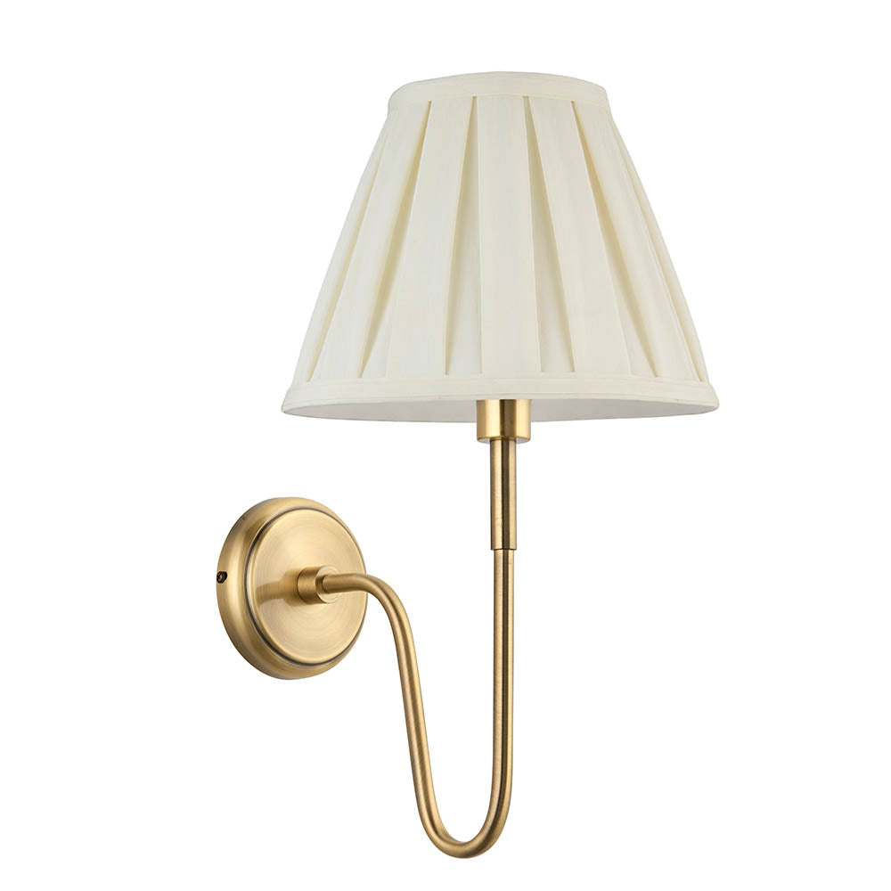 Rouen Brass Wall Light & Carla 10" Ivory Shade