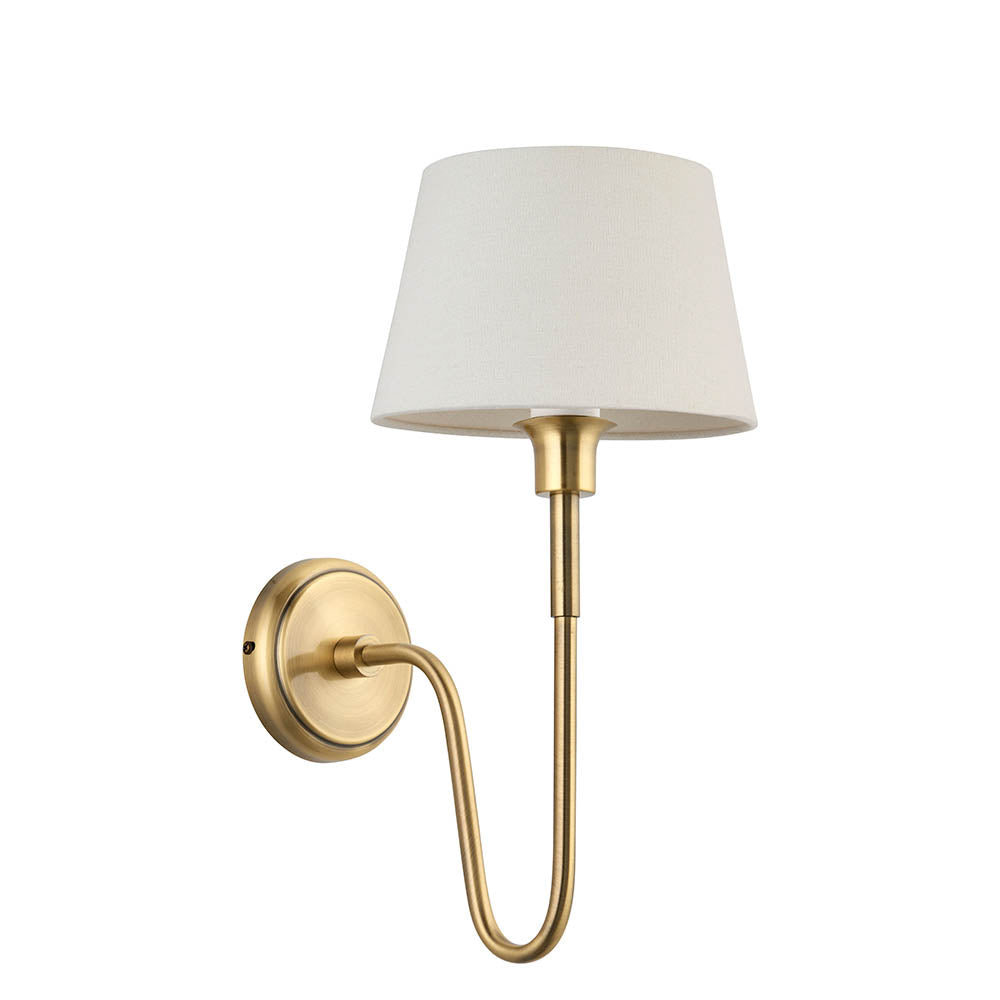 Rouen Brass Wall Light & Cici 8" Ivory Shade