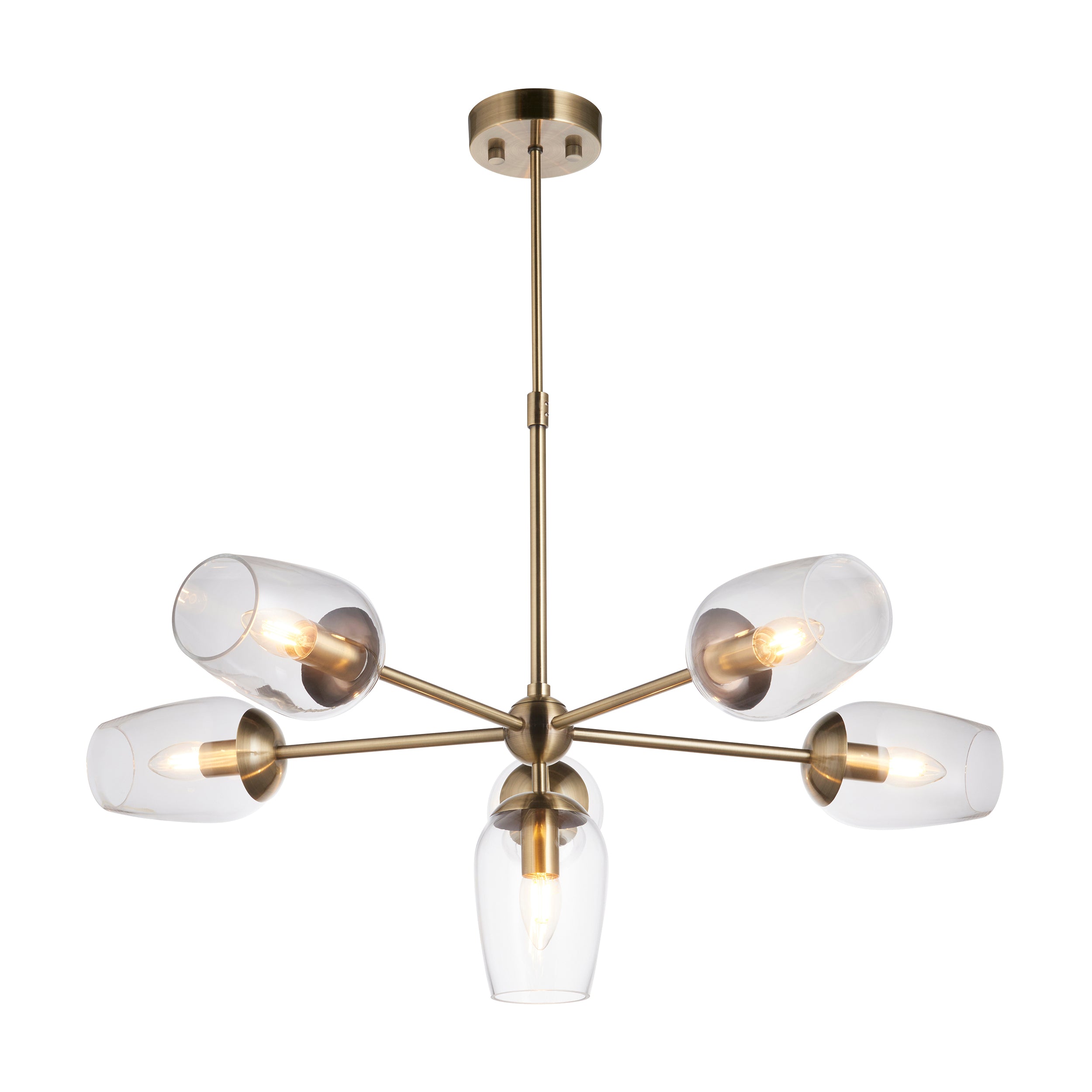 Maeve 6 Light Brass Pendant - Glass Shades 104094 by Endon Lighting