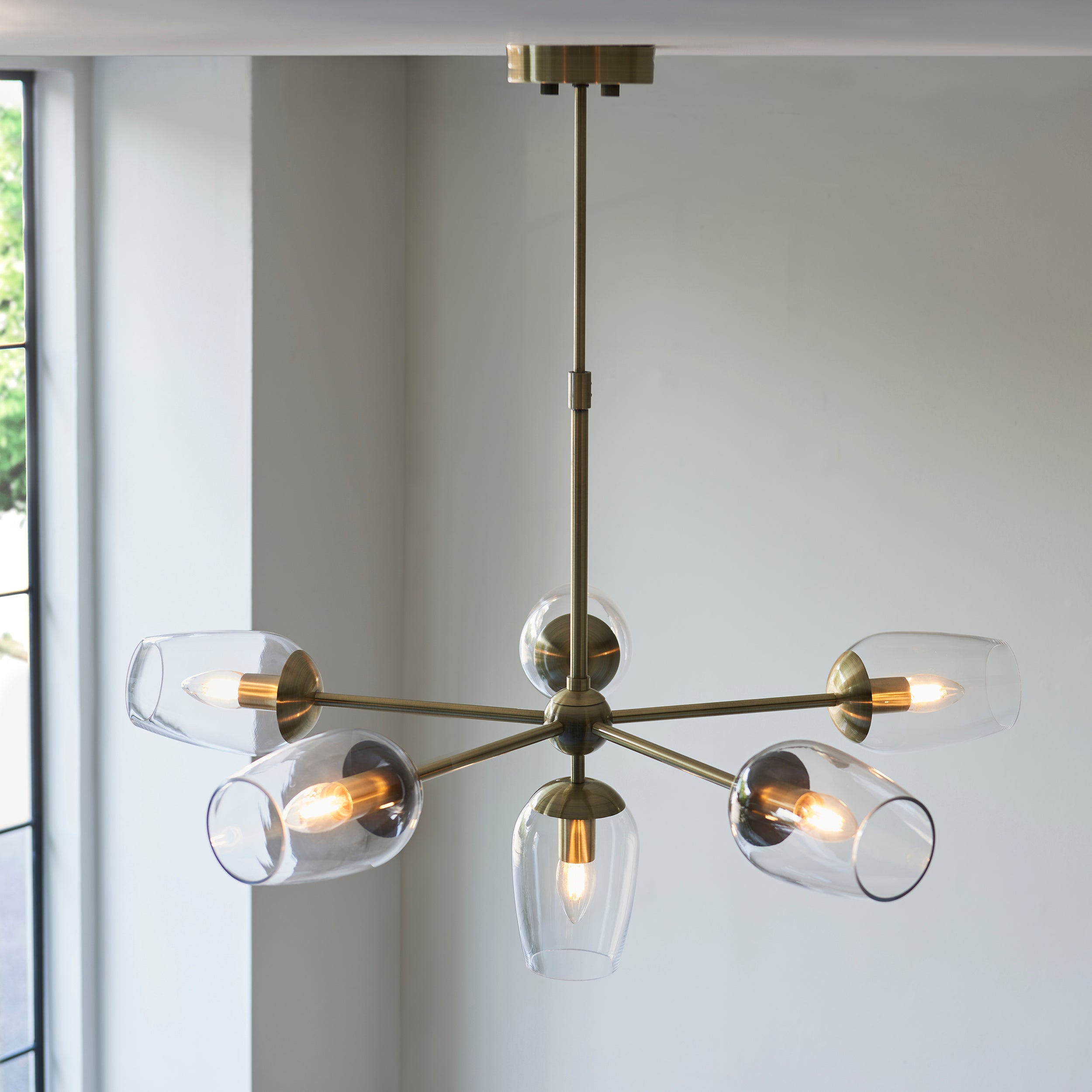 Maeve 6 Light Brass Pendant - Glass Shades
