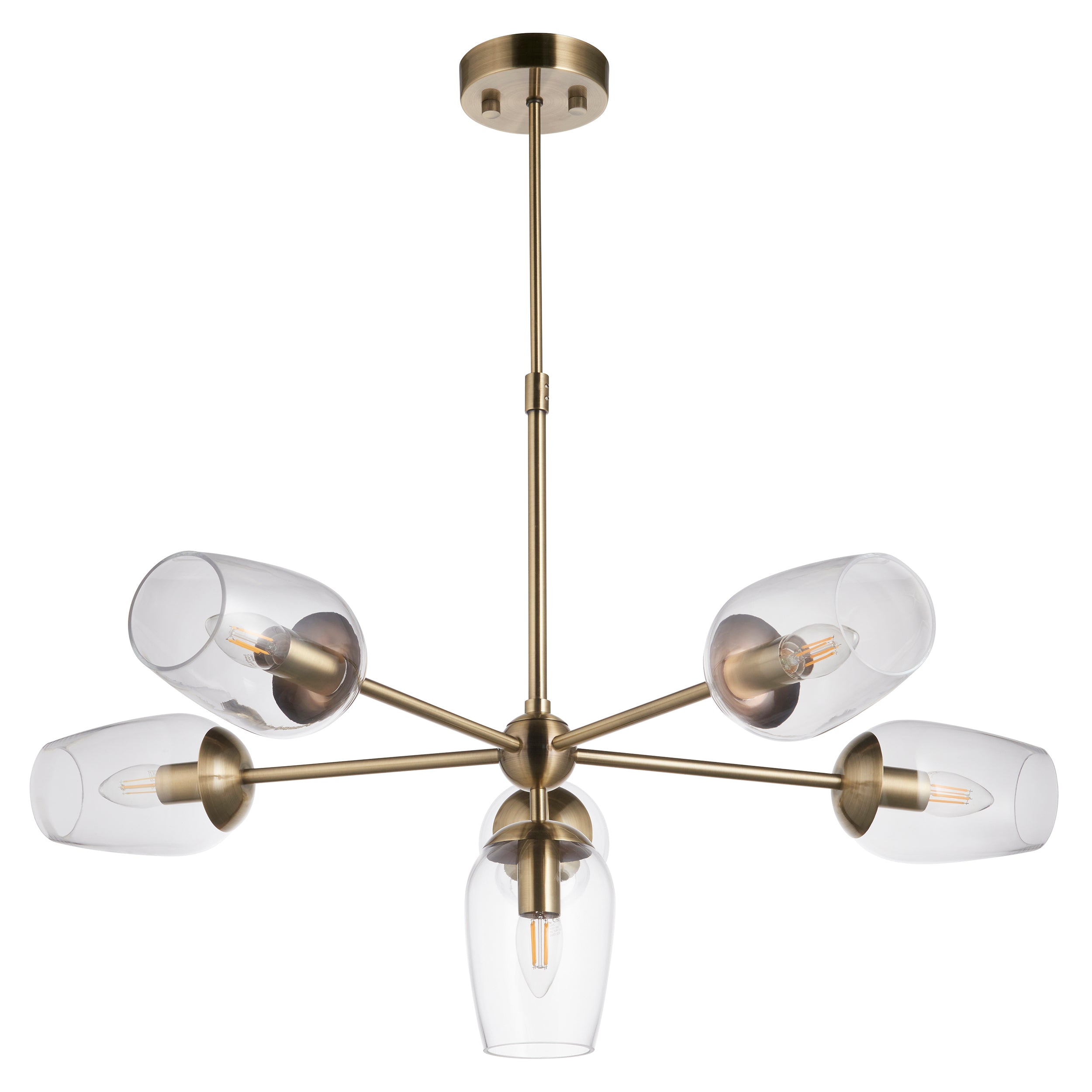 Maeve 6 Light Brass Pendant - Glass Shades