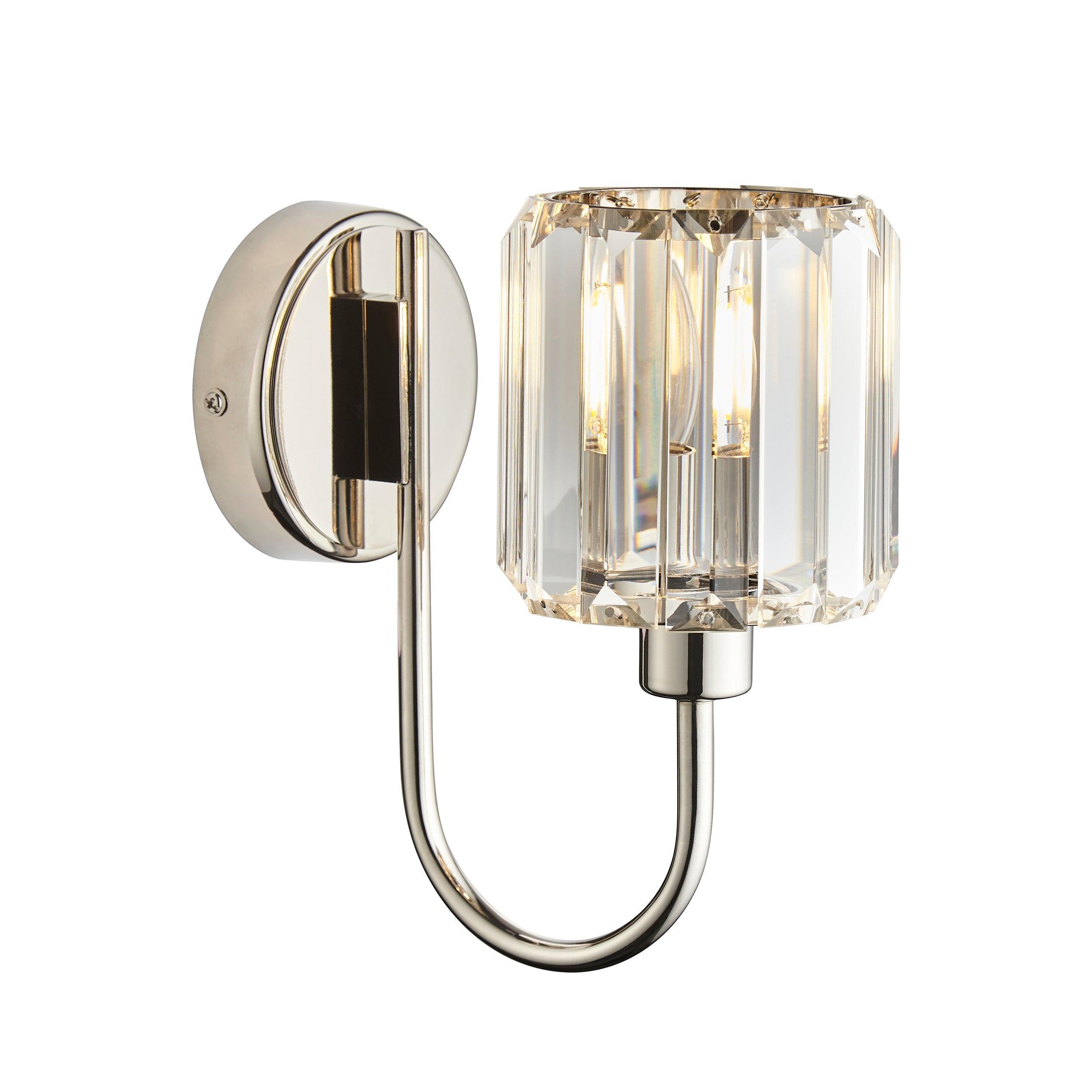 Berenice Nickel Wall Light - Clear Cut Glass Shade-WAREHOUSE-40-290626