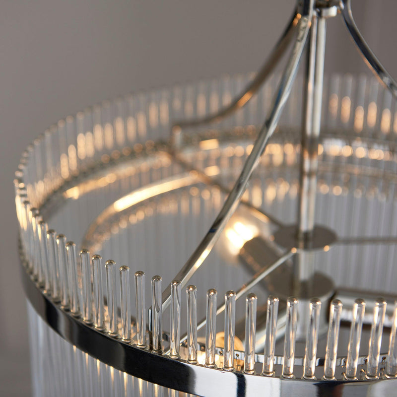 Marietta 3 Light Nickel & Glass Rod Ceiling Pendant