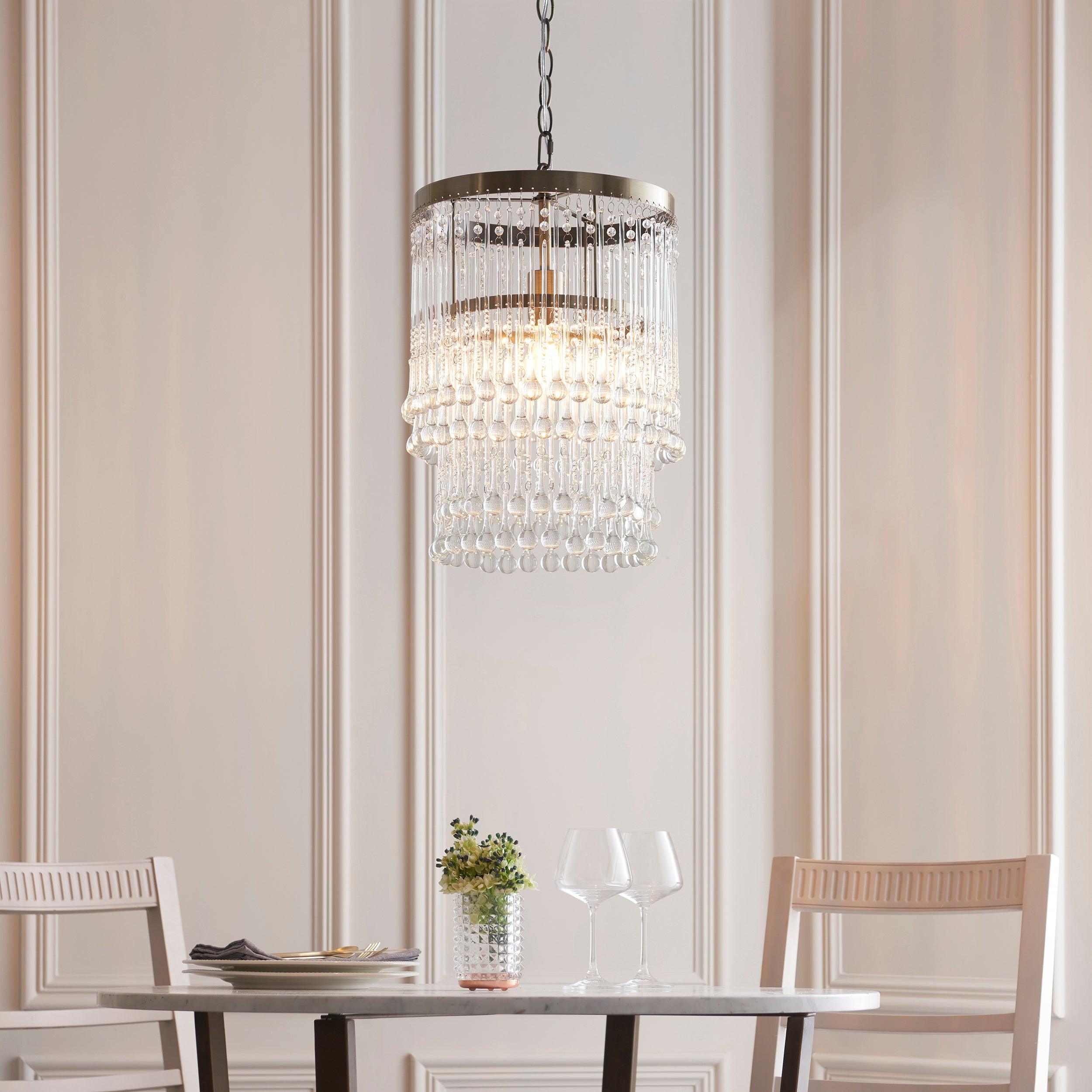 Genevieve Brass and Clear Glass Droplet Ceiling Pendant