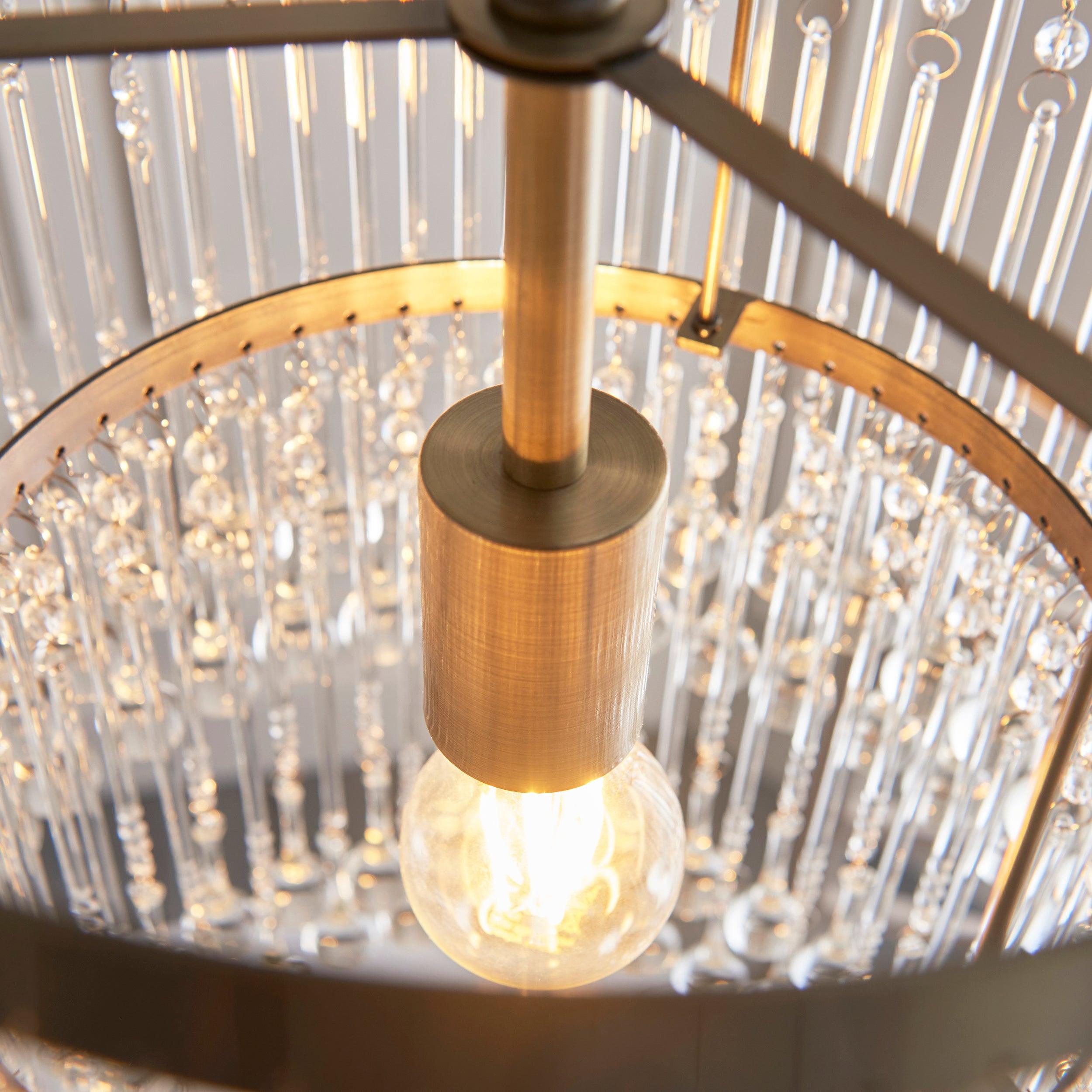 Genevieve Brass and Clear Glass Droplet Ceiling Pendant