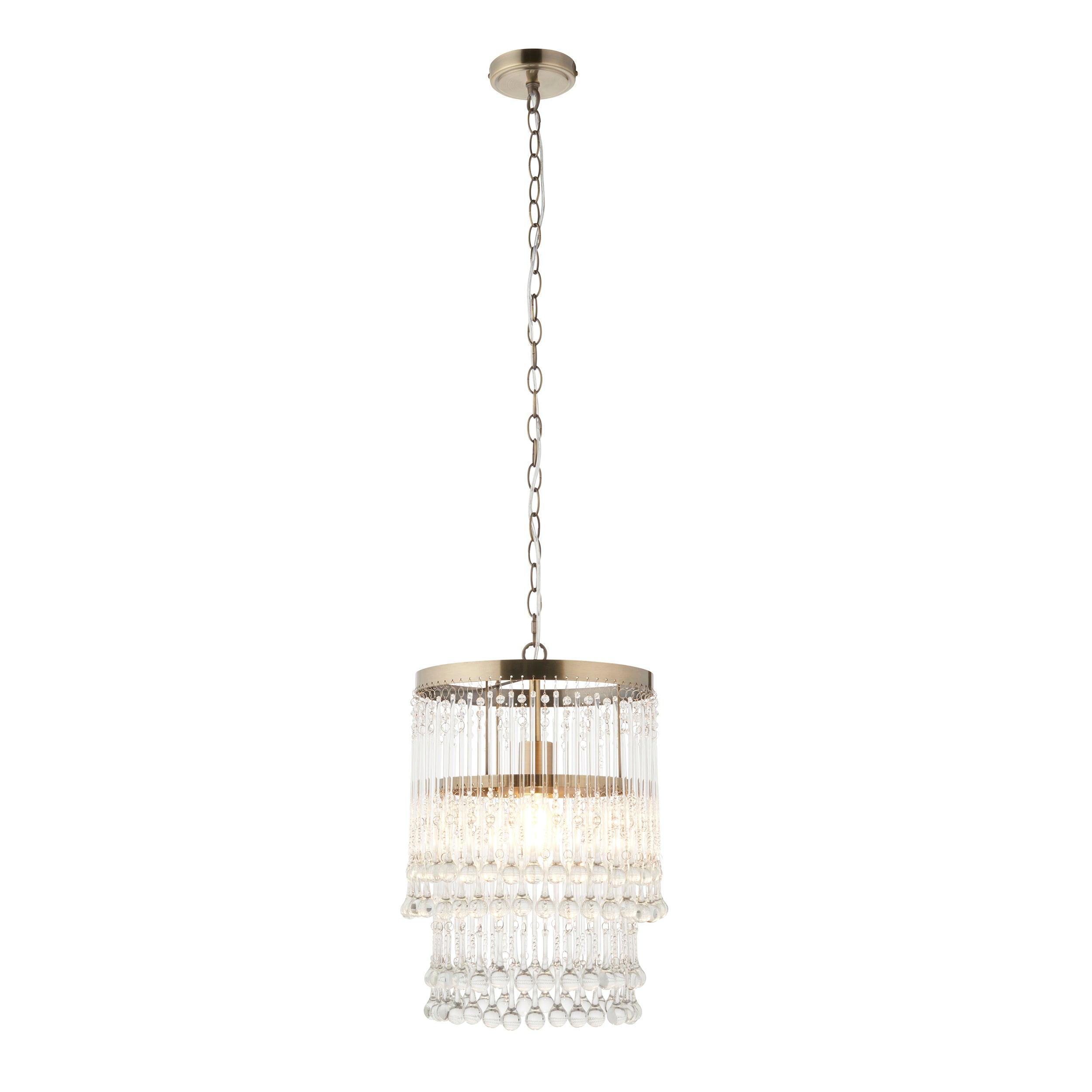 Genevieve Brass and Clear Glass Droplet Ceiling Pendant