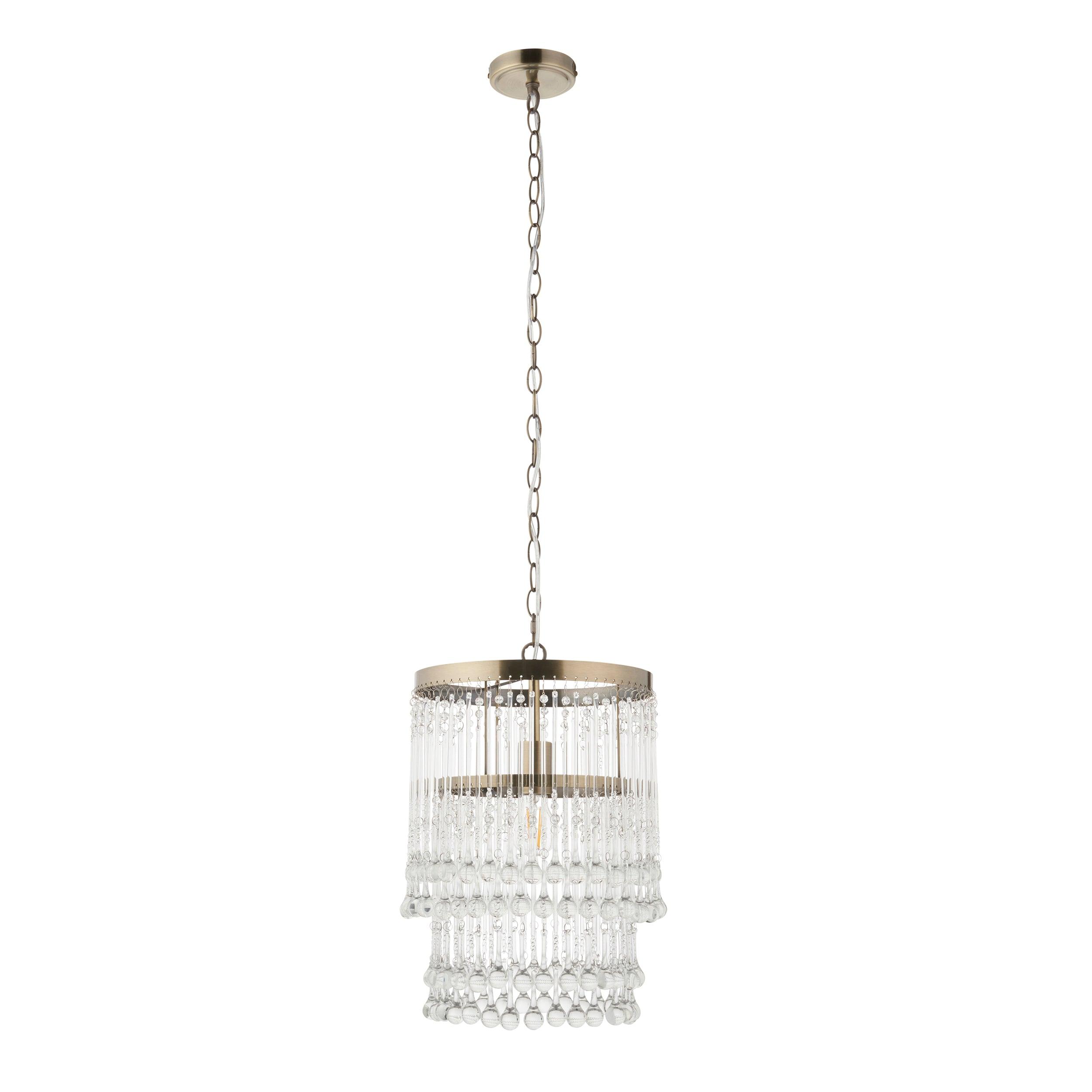 Genevieve Brass and Clear Glass Droplet Ceiling Pendant