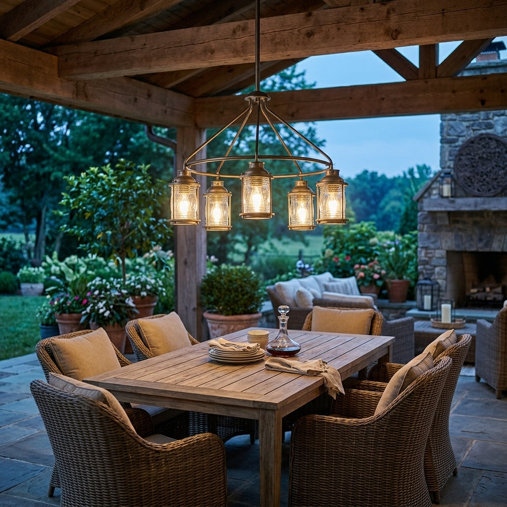 Kichler Ashland Bay 5 Light Outdoor Bronze Chandelier