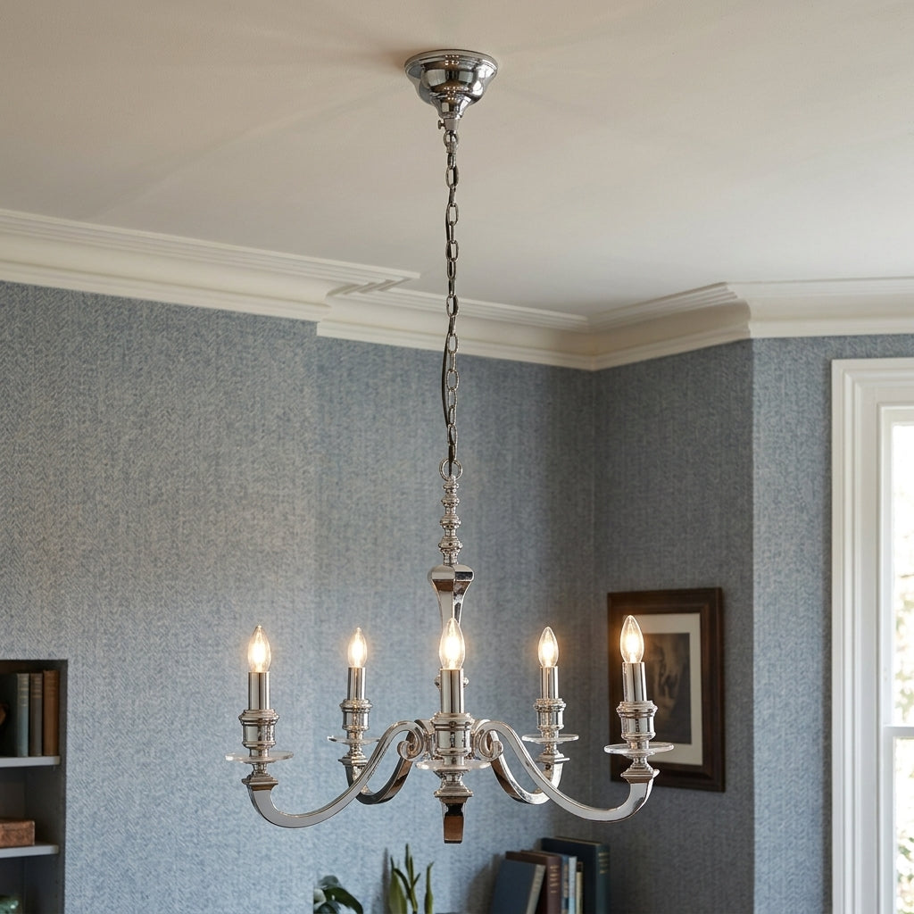 Endon Finsbury 5 Light Polished Aluminium Ceiling Pendant