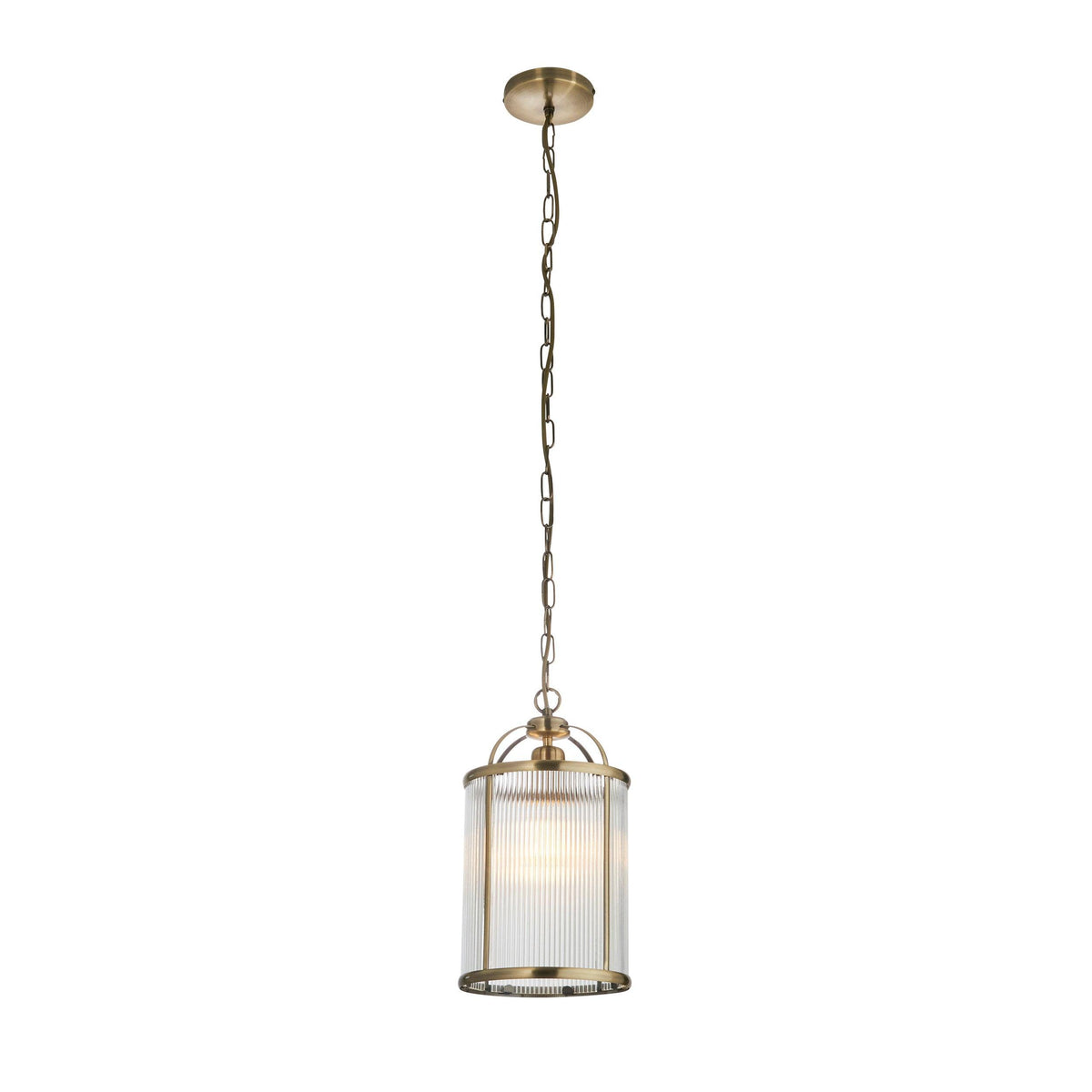 Lambeth Brass & Ribbed Glass Ceiling Pendant-warehouse-180926