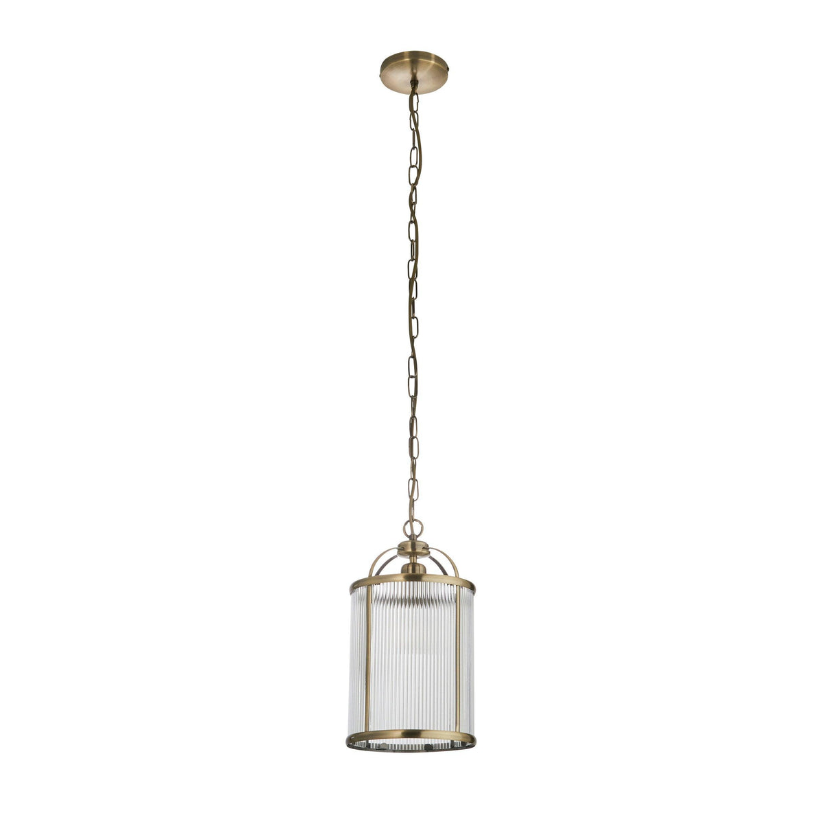 Lambeth Brass & Ribbed Glass Ceiling Pendant-warehouse-180926